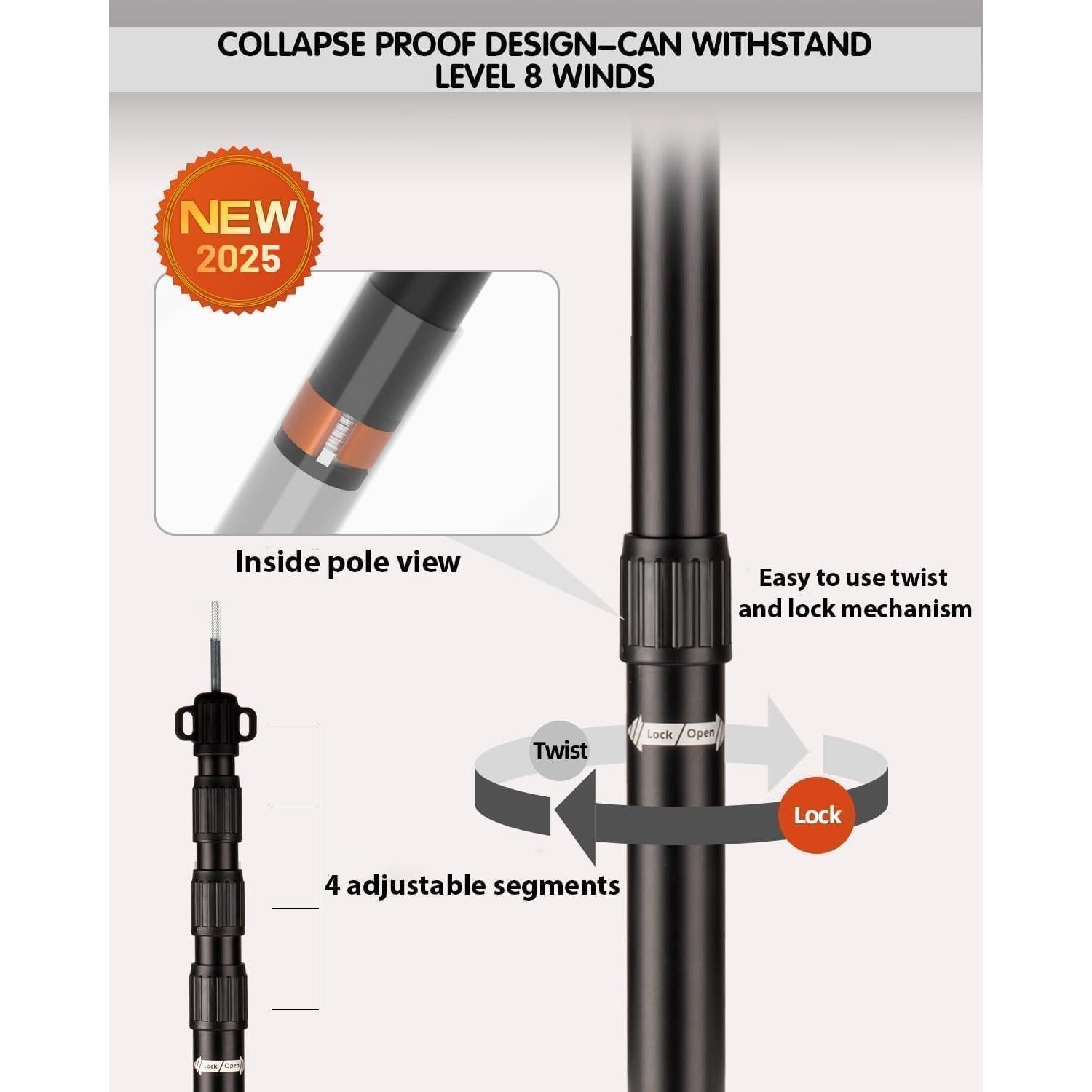 Postes de Toldo Ajustables AVOFOREST 2.65m Aluminio Impermeable