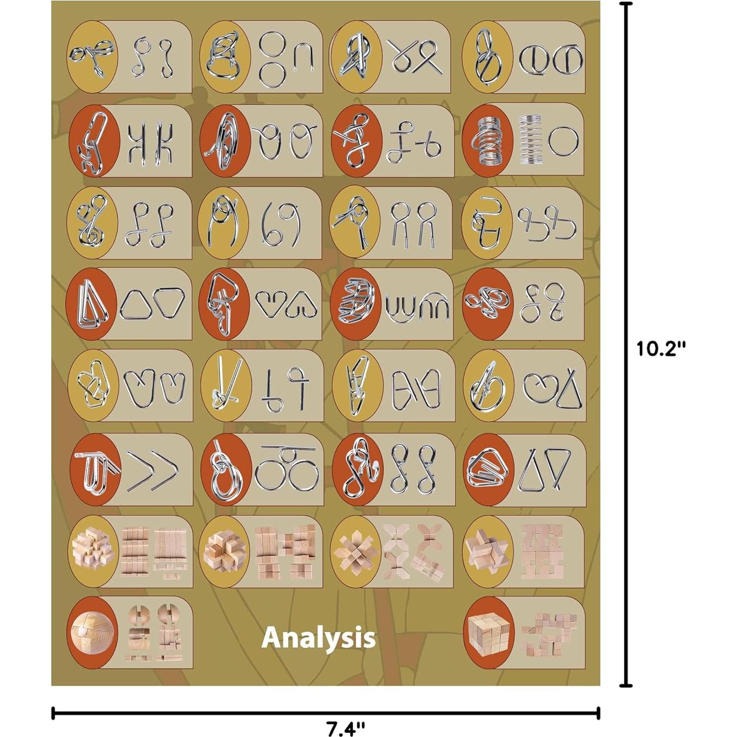 30 Piezas Rompecabezas de Ingenio RLYLF Madera y Metal