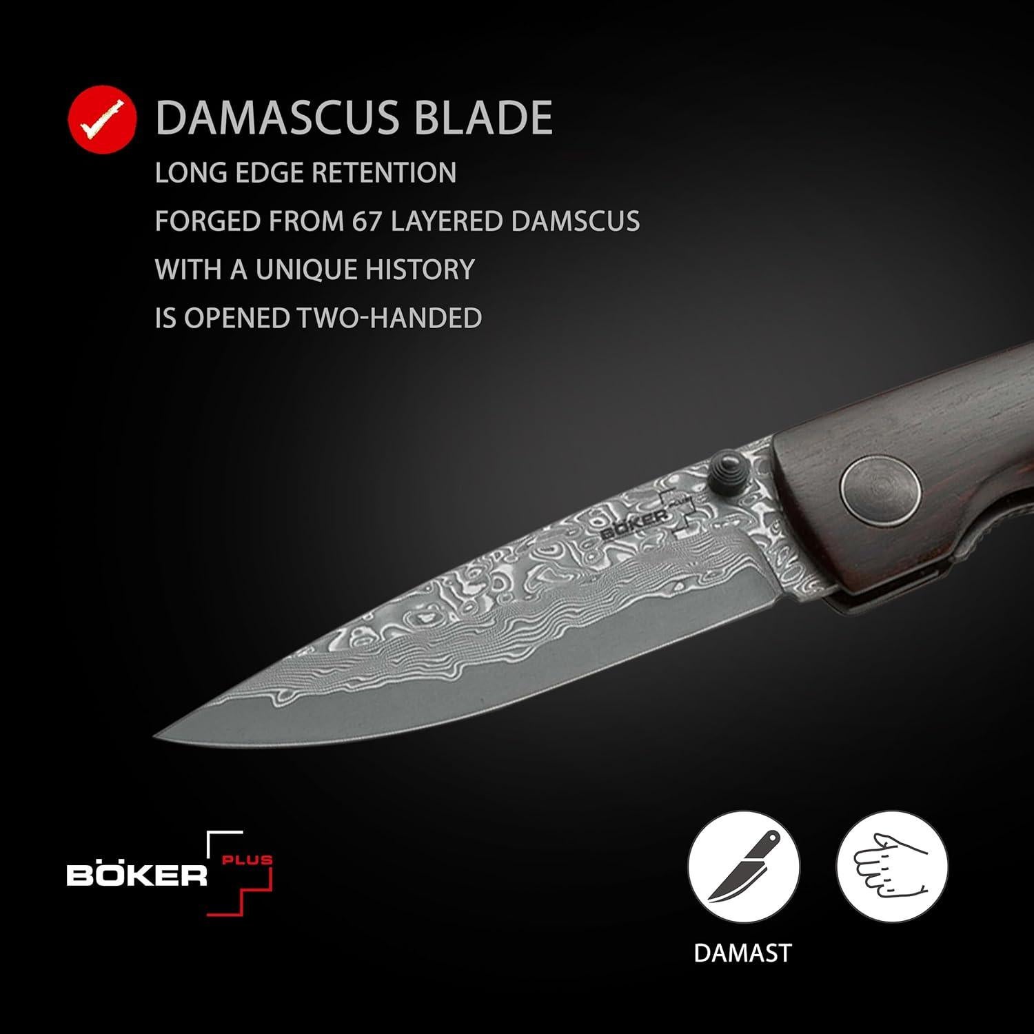 Cuchillo de bolsillo BÖKER PLUS Damascus Gent 1 - Damasco 8.26 cm