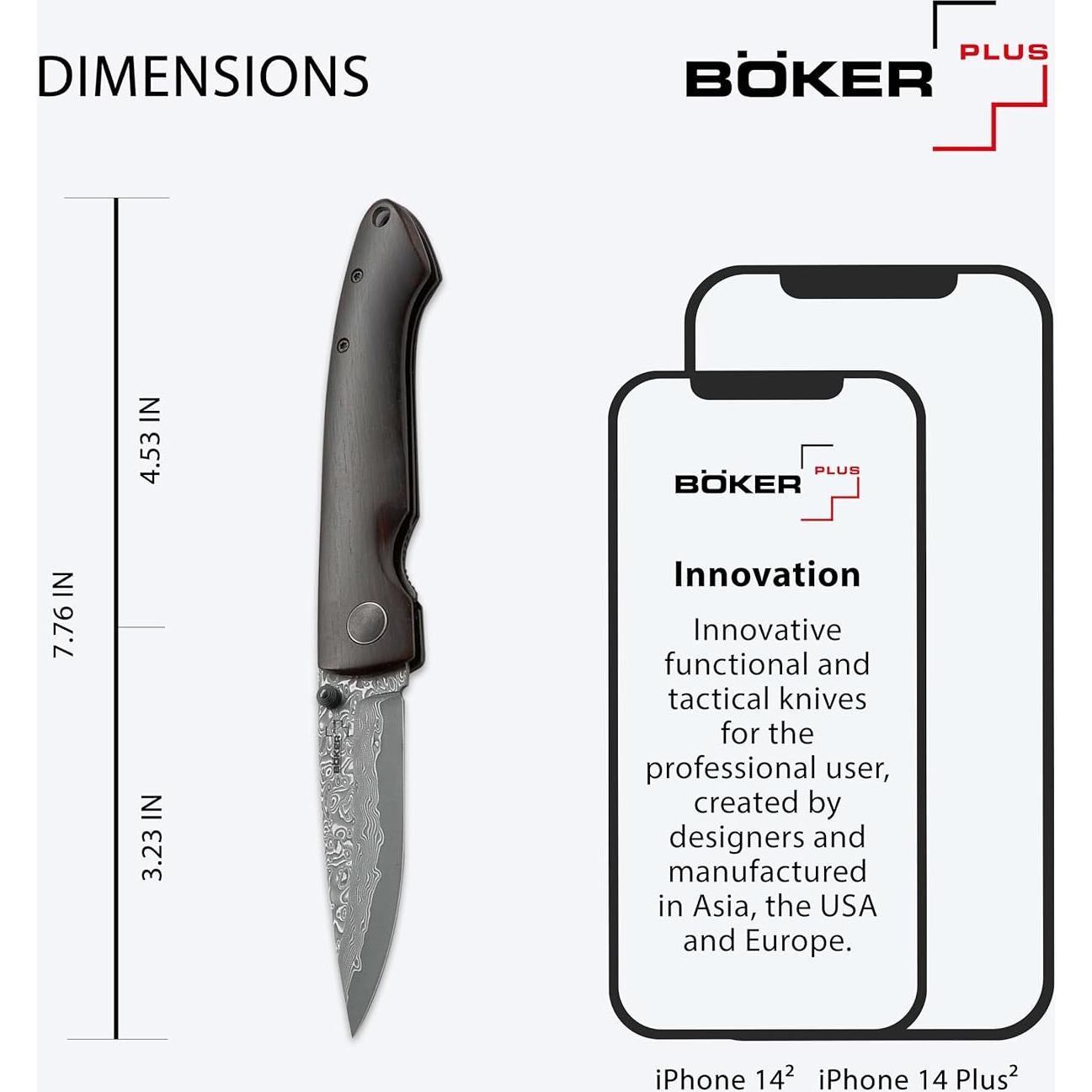 Cuchillo de bolsillo BÖKER PLUS Damascus Gent 1 - Damasco 8.26 cm