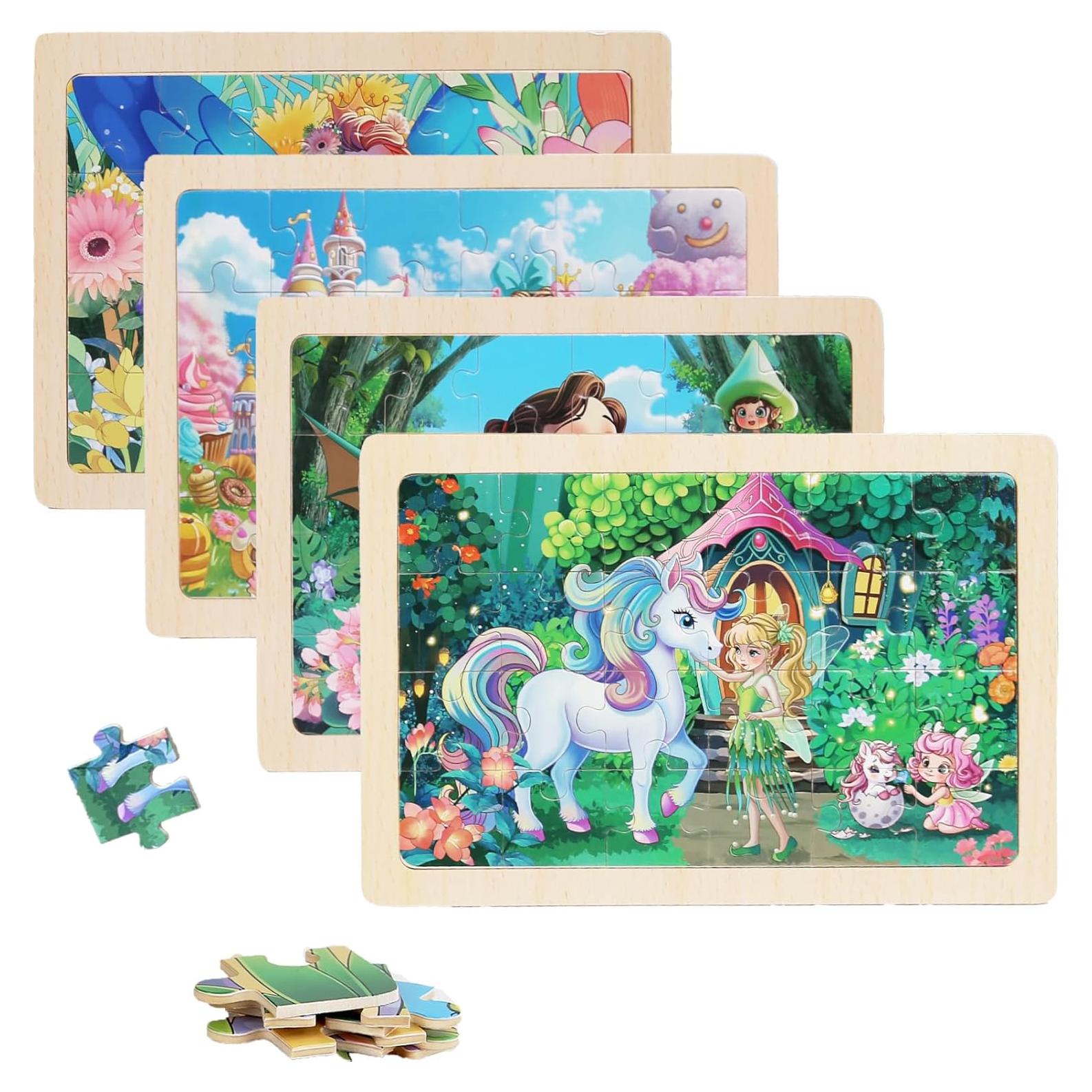 4 Juegos de Rompecabezas de Madera MAX JHQIQU 24 Piezas