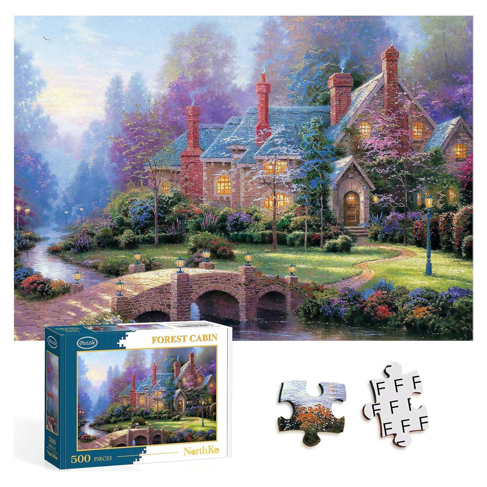 Rompecabezas NorthKe 500 Piezas Paisaje Cabaña Bosque