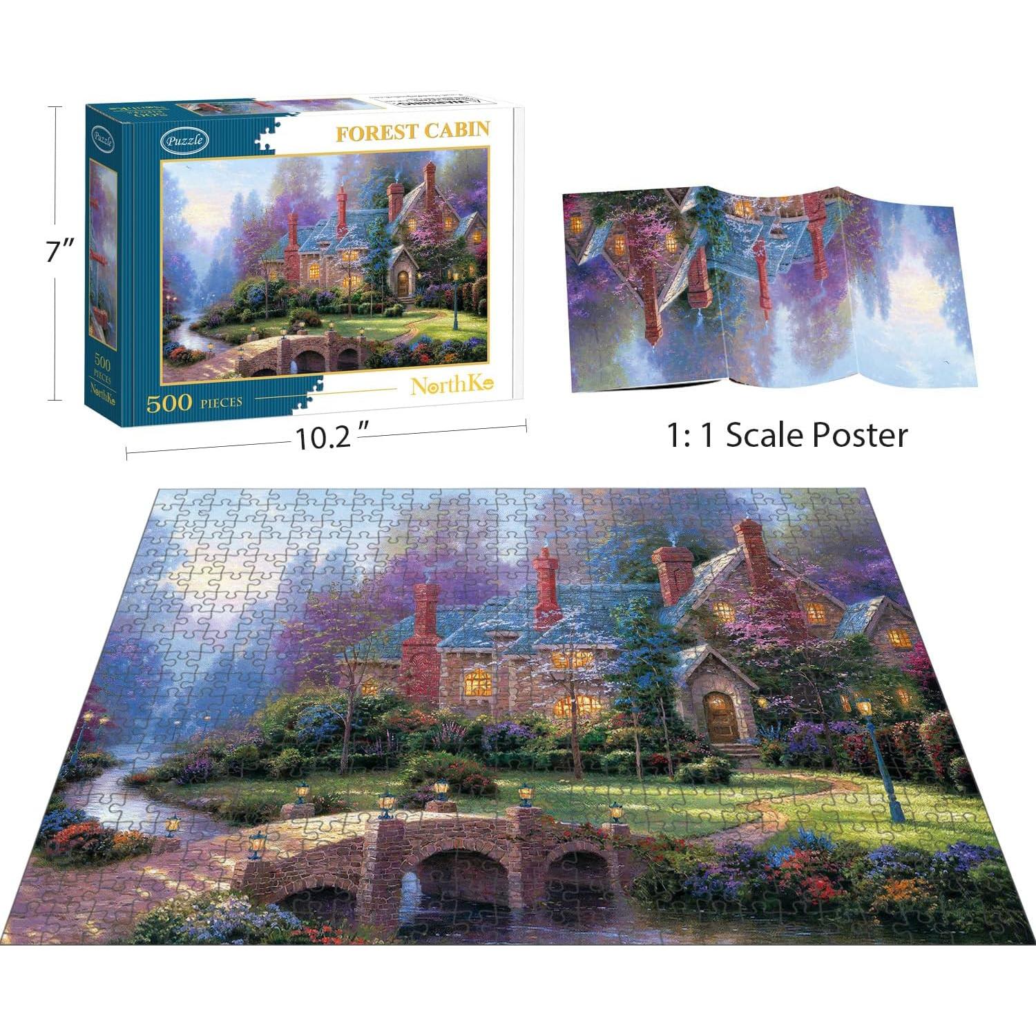 Rompecabezas NorthKe 500 Piezas Paisaje Cabaña Bosque
