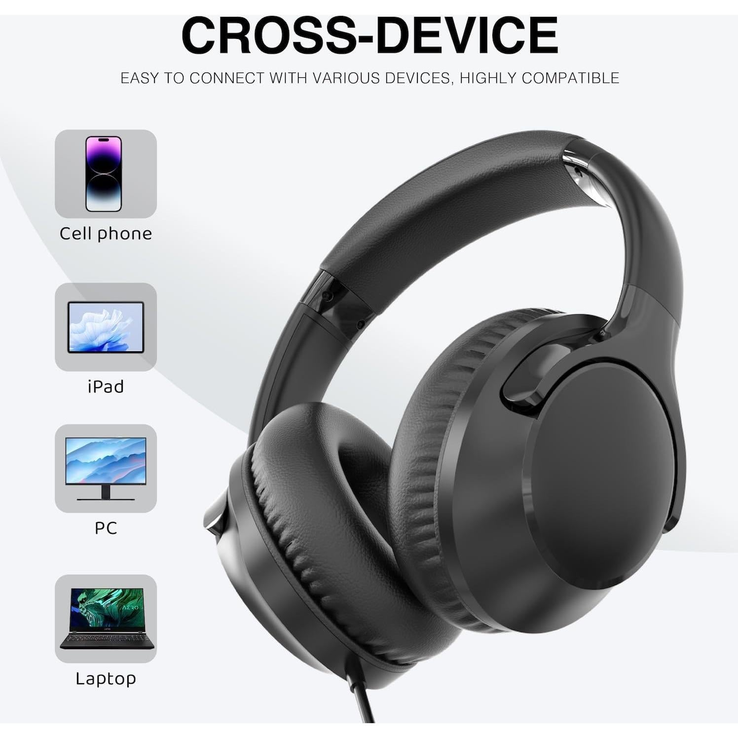 Auriculares con cable MIDOLA Hi-Fi plegables negros 269g