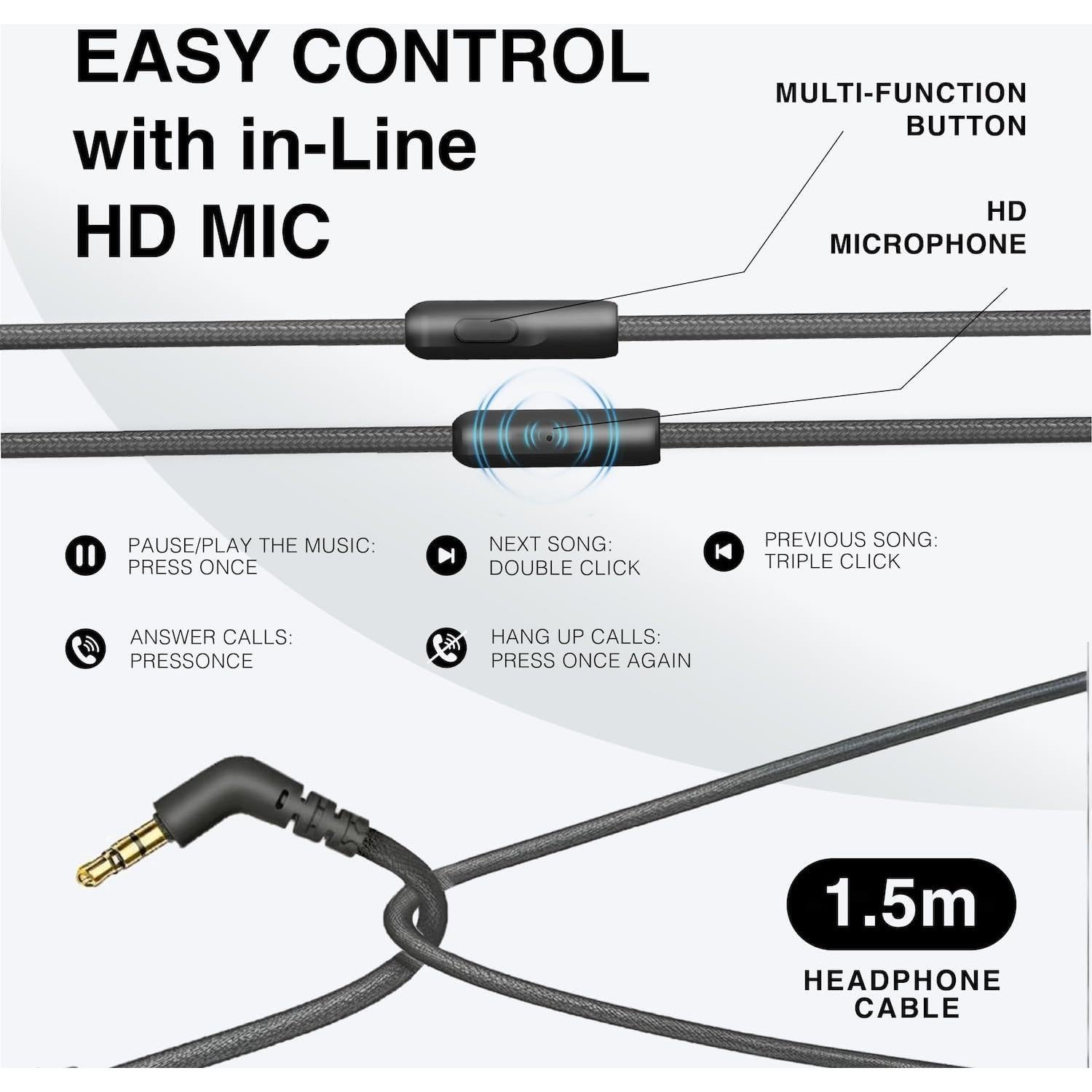 Auriculares con cable MIDOLA Hi-Fi plegables negros 269g