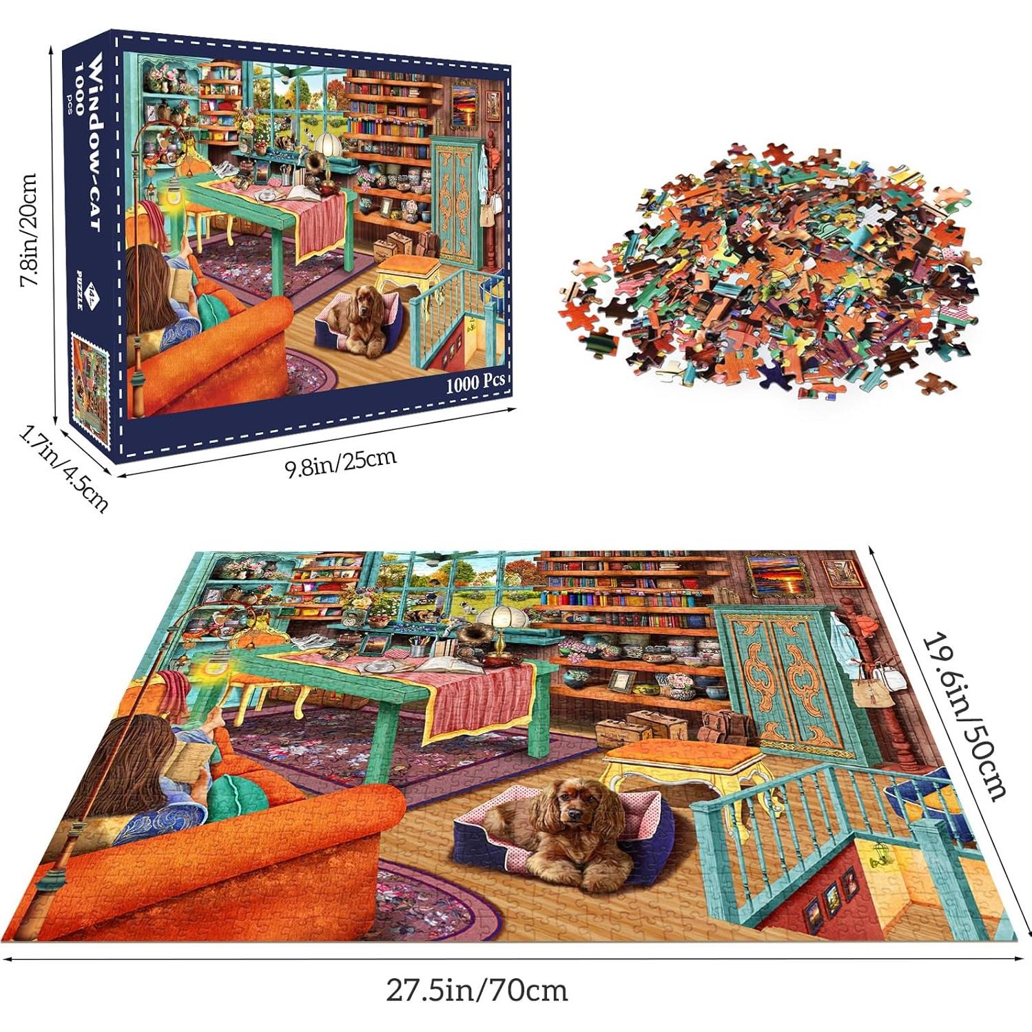 Rompecabezas 1000 Piezas TangMosaic Gato Ventana 70x50cm