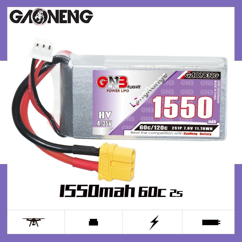 Batería LiPo GAONENG GNB 1550mAh 7.6V 60C XT60 para Drones