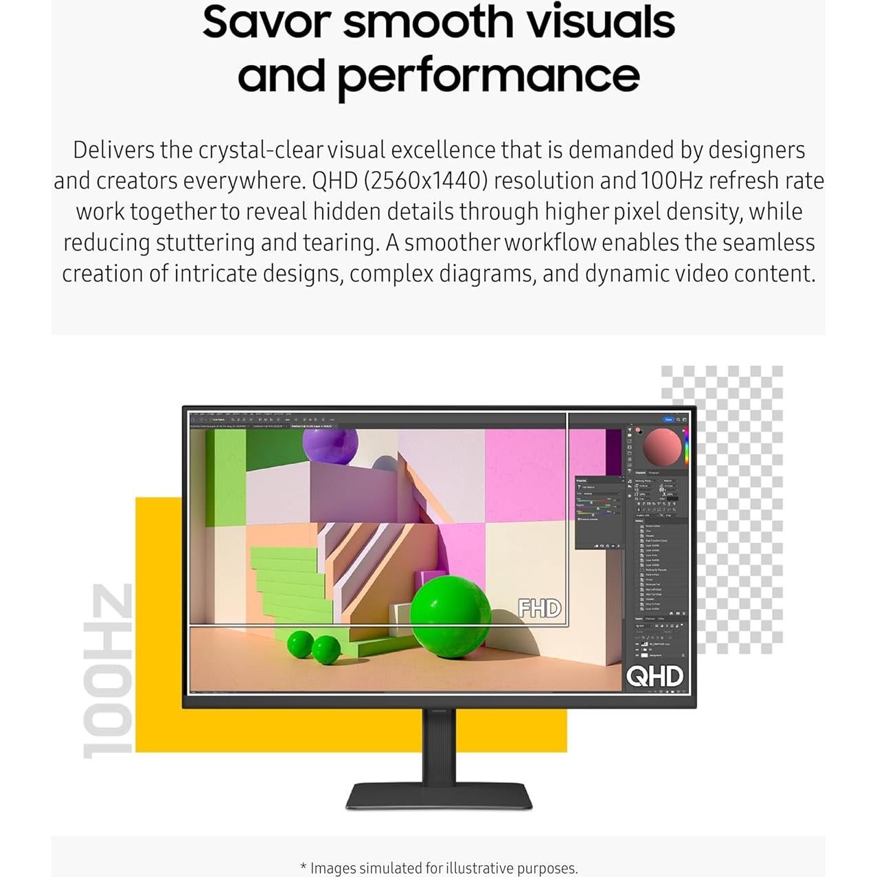 Monitor Samsung 24" QHD S60D 100Hz HDR10 Ajustable