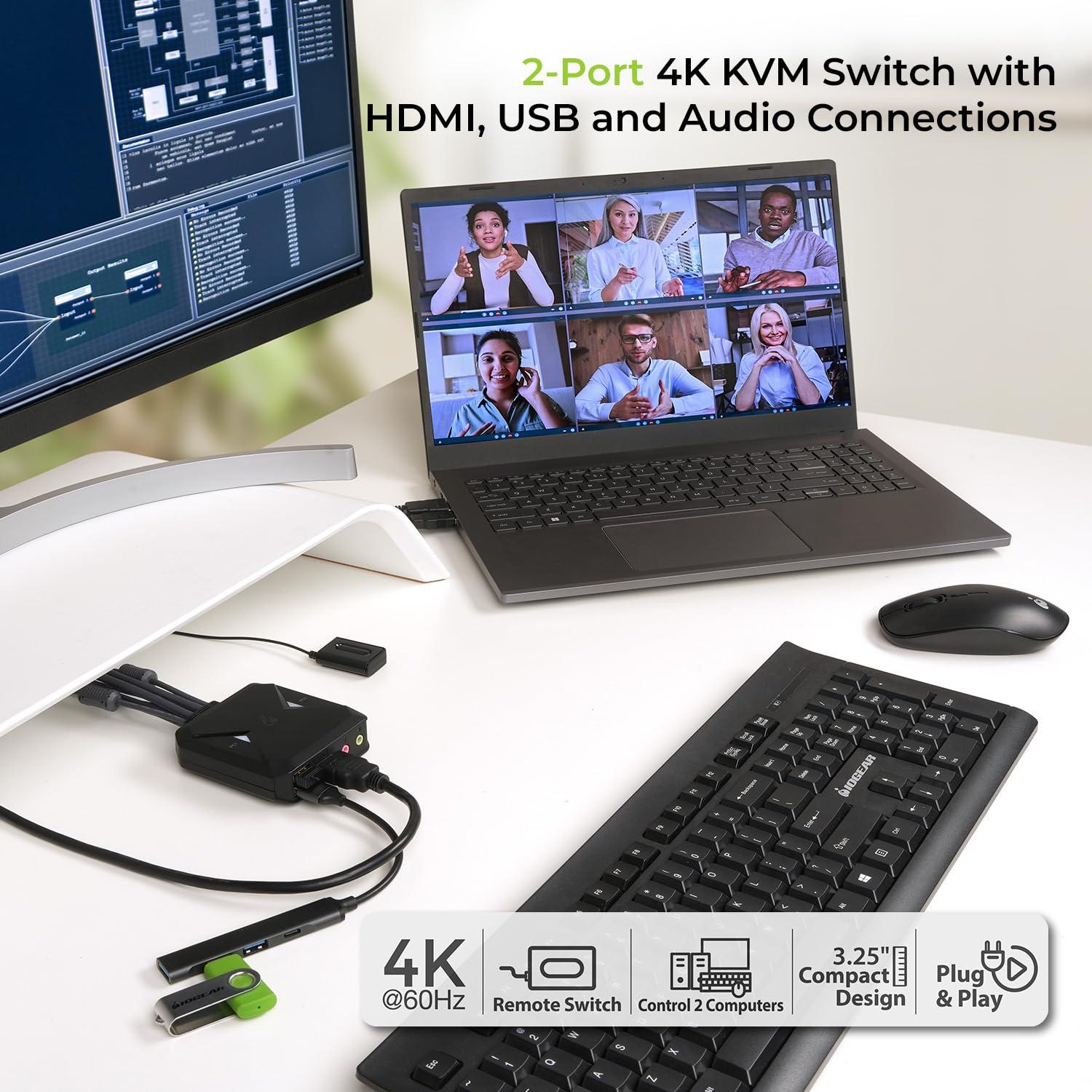 Interruptor KVM USB HDMI IOGEAR GCS92HU 4K 2 Puertos
