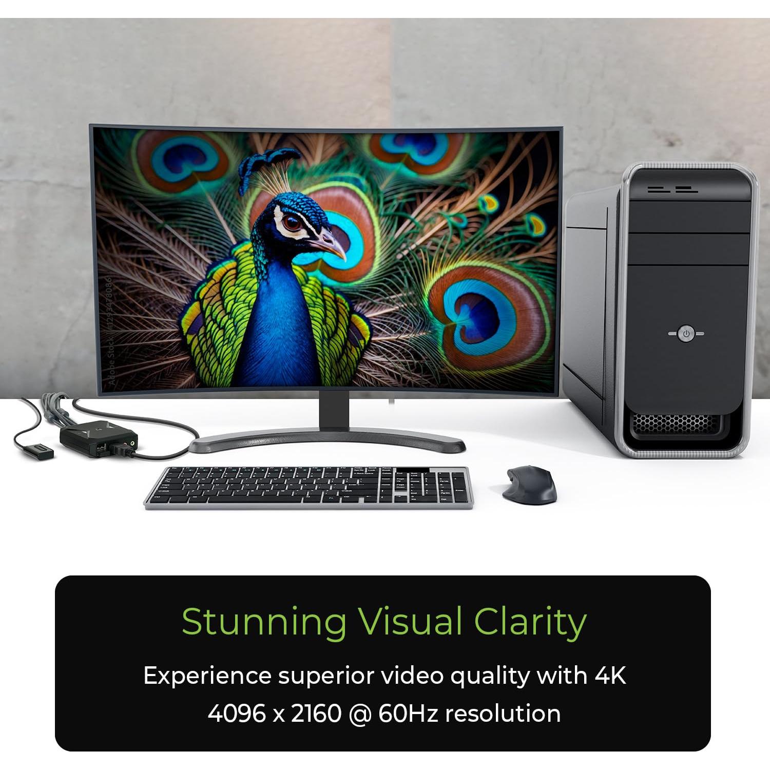 Interruptor KVM USB HDMI IOGEAR GCS92HU 4K 2 Puertos