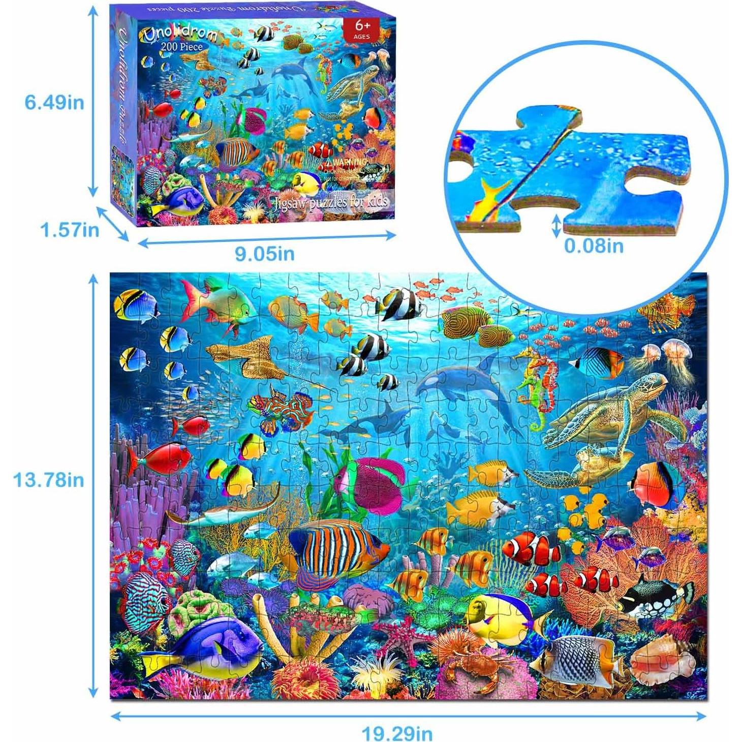Rompecabezas 200 Piezas Unolidrom Mundo Submarino 49 cm