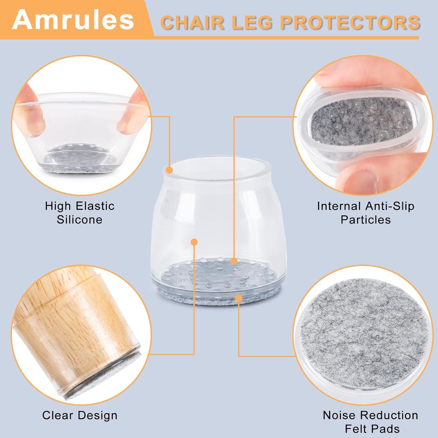 36 Protectores de Piso para Patas de Sillas Amrules - Silicona y Fieltro