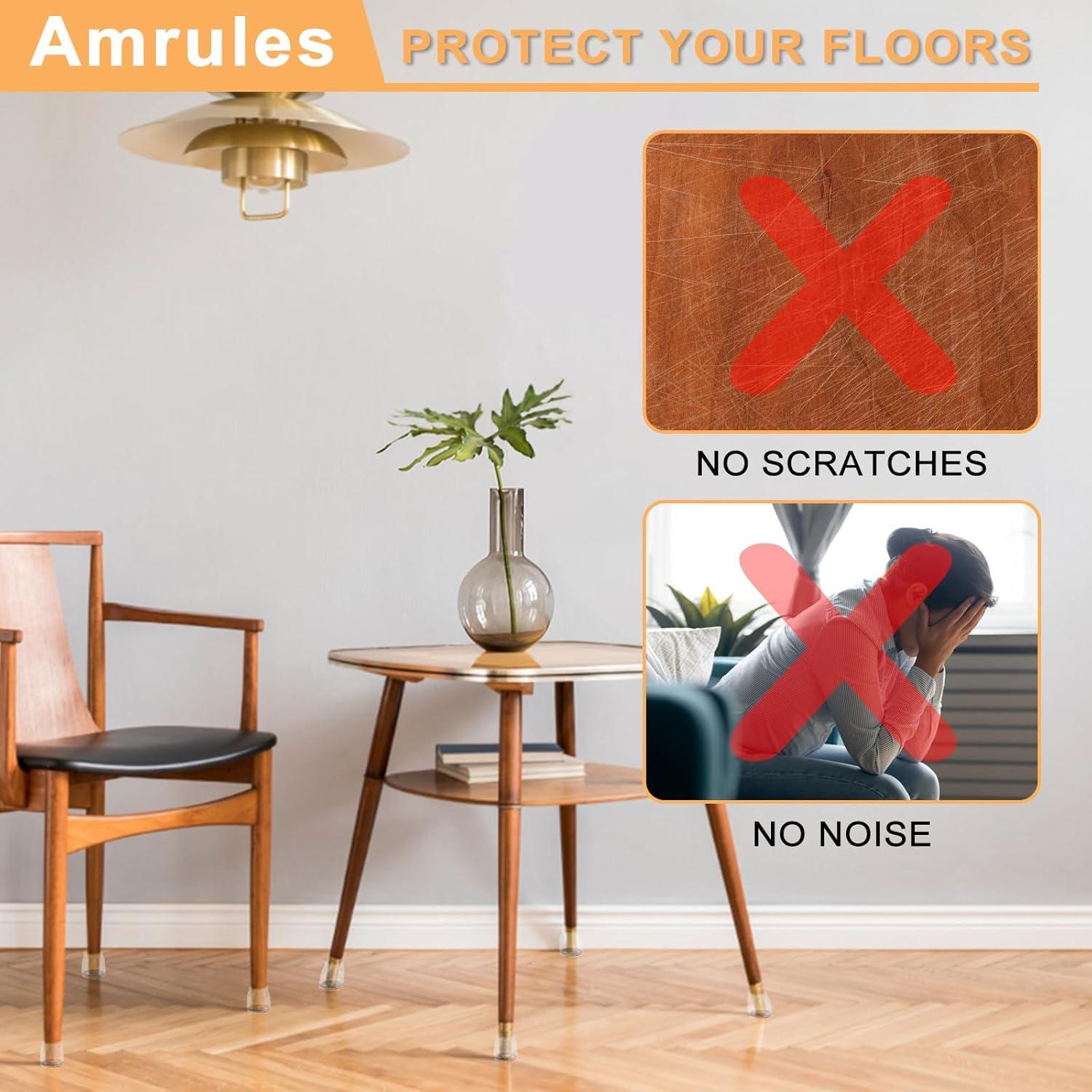 36 Protectores de Piso para Patas de Sillas Amrules - Silicona y Fieltro