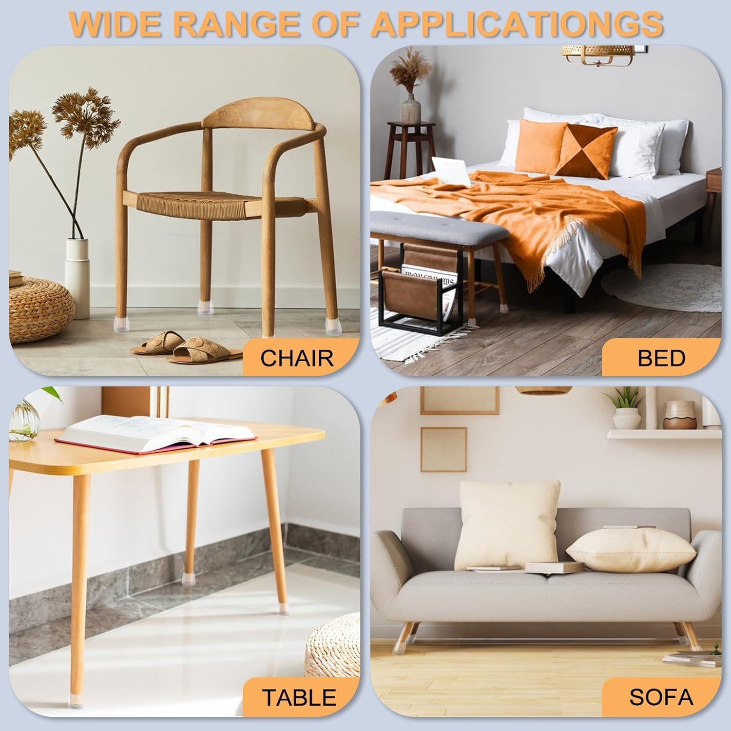 36 Protectores de Piso para Patas de Sillas Amrules - Silicona y Fieltro