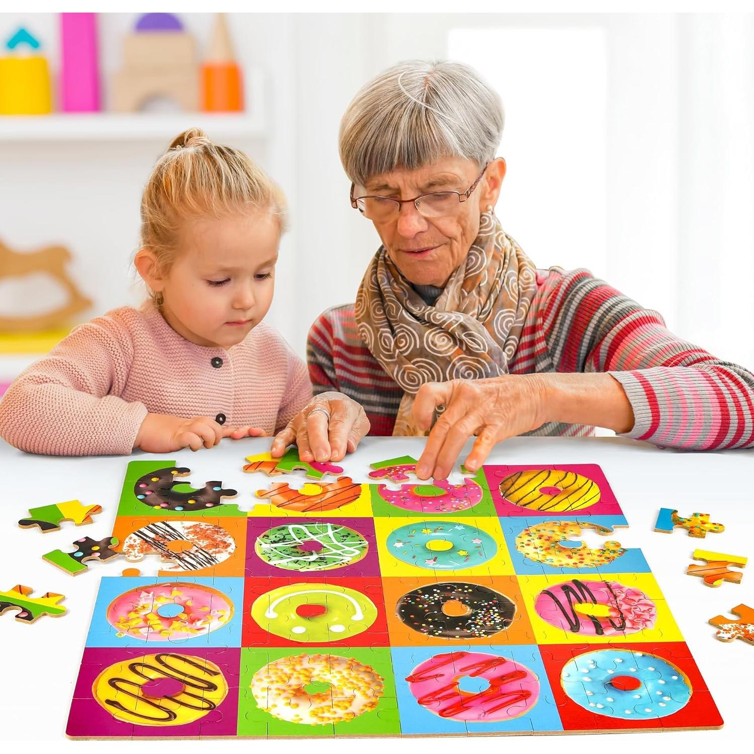 Rompecabezas de Madera 100 Piezas Donuts SYNARRY 40x40 cm