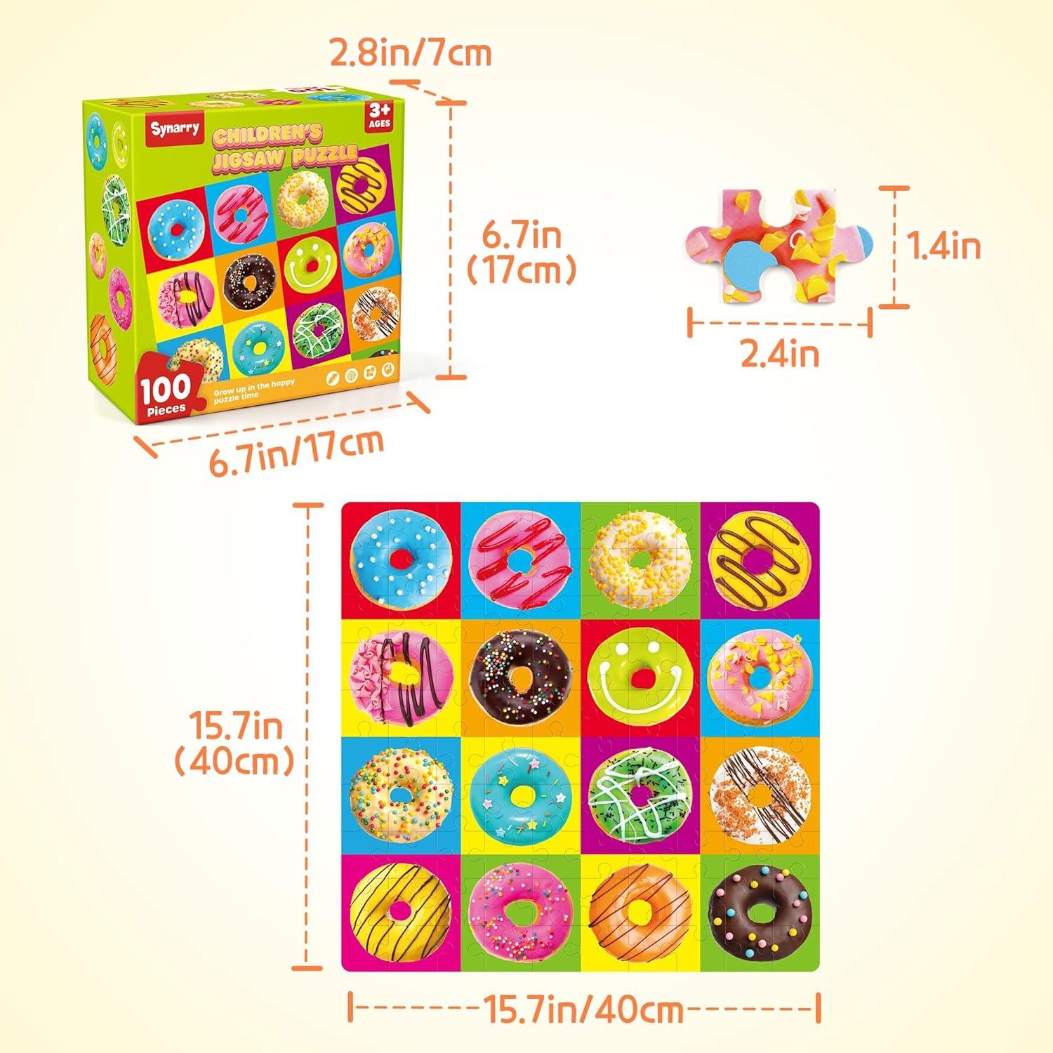 Rompecabezas de Madera 100 Piezas Donuts SYNARRY 40x40 cm