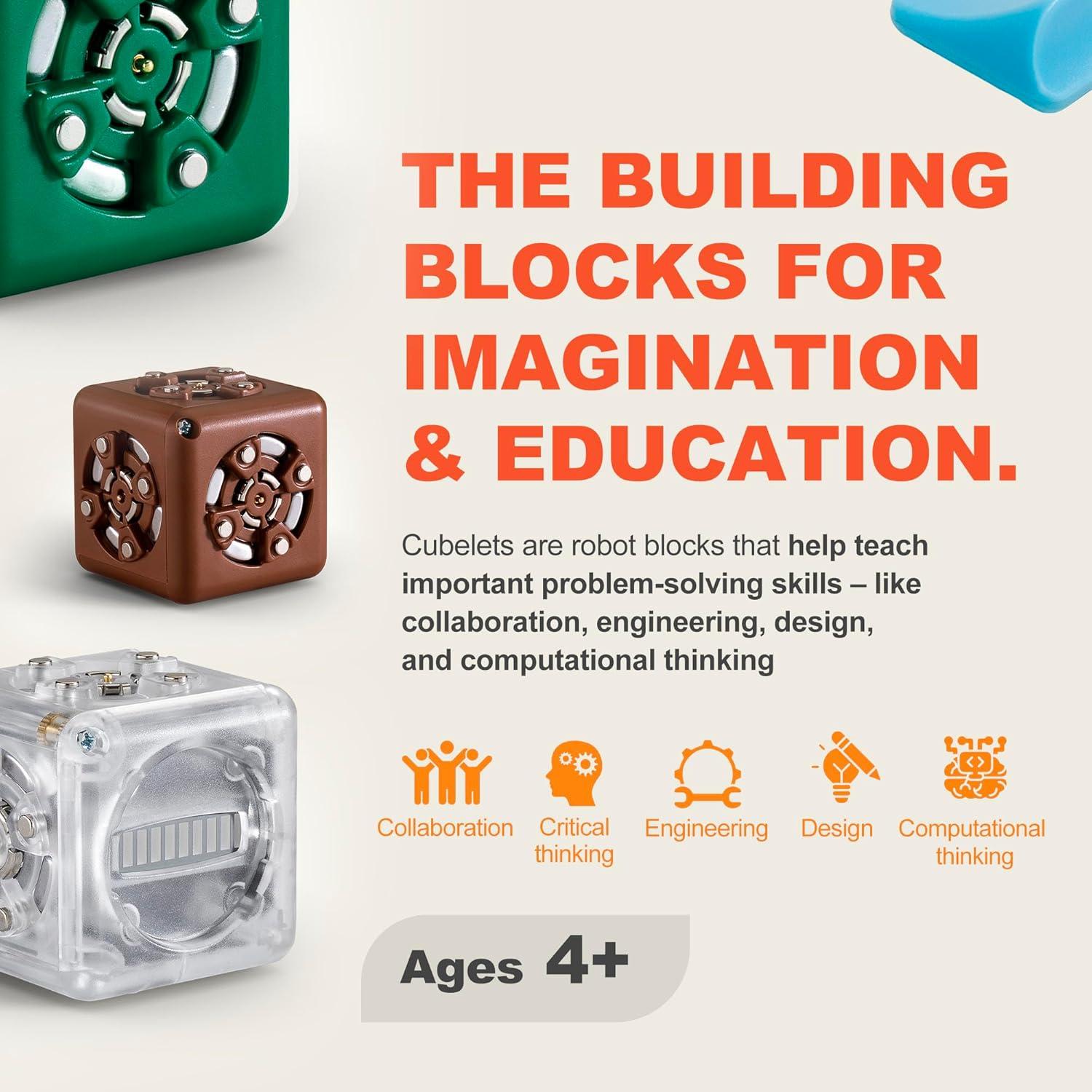 Bloques Robot CUBELETS Robótica Modular - Kit STEM 5 Cubos 4+ Años