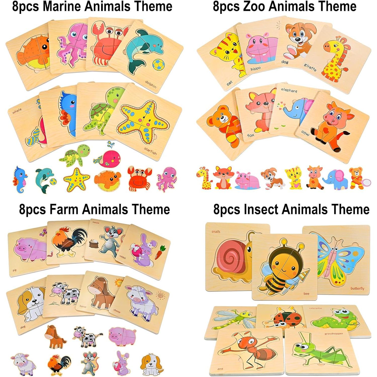 Rompecabezas de Madera 8 Piezas Animales Marinos Faburo