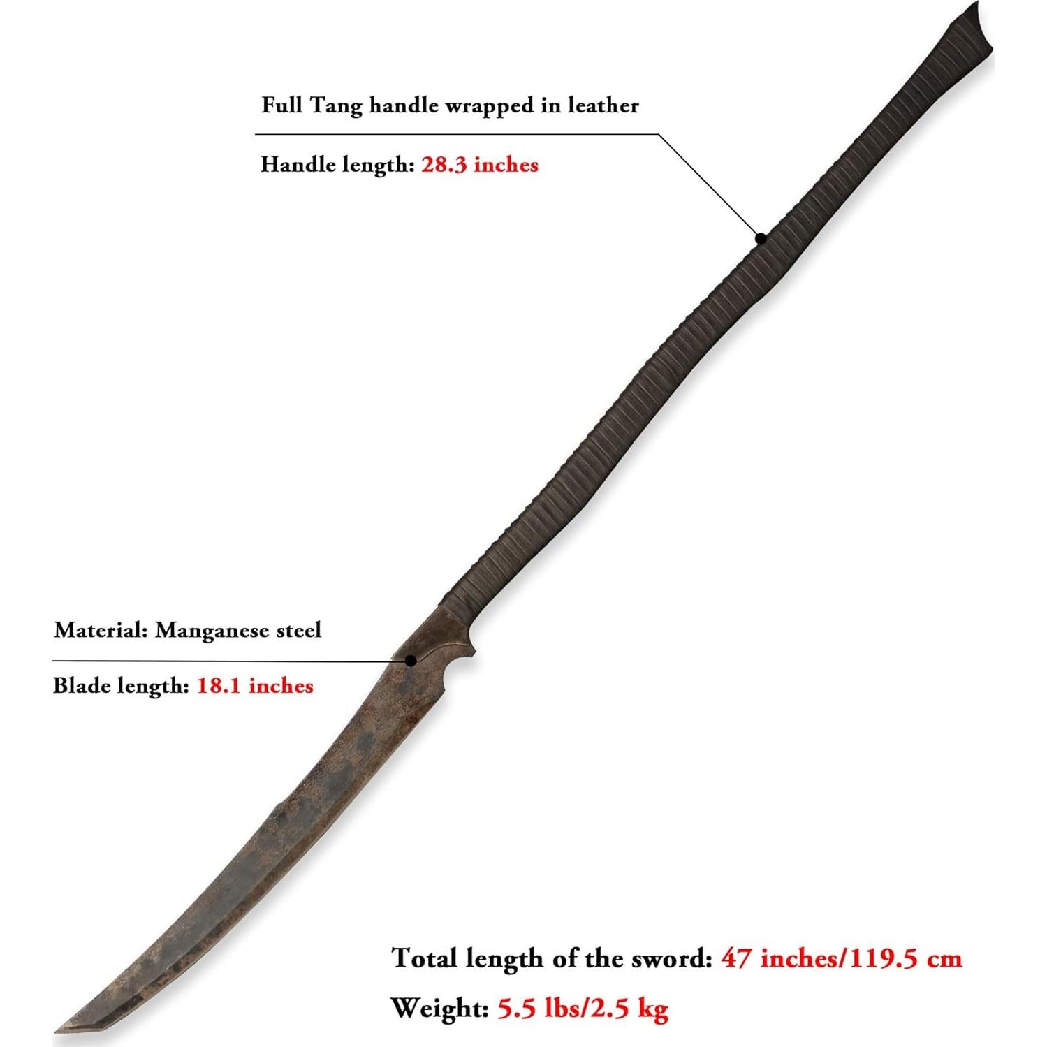 Espada de Acero de Manganeso SV FK-0166 119.4cm con Funda