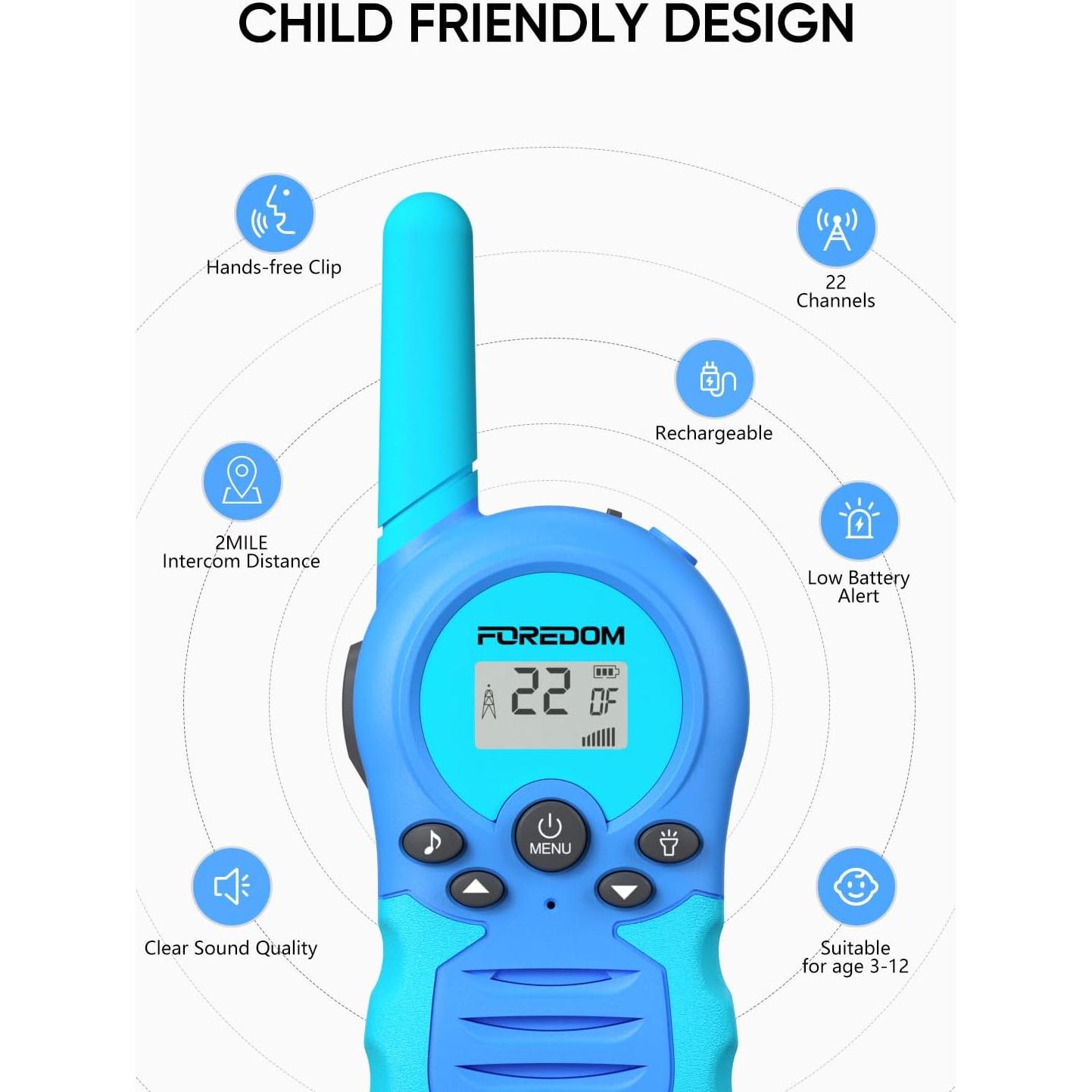 Walkie Talkies Recargables FOREDOM para Niños 3 Unidades