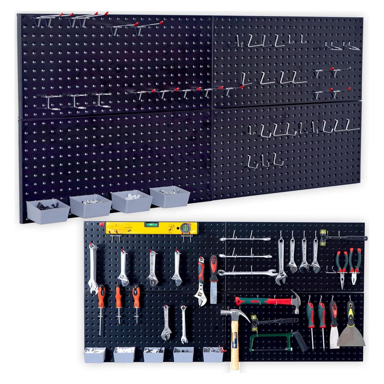 Organizador de Paneles Perforados Wallmaster 48x24 Negro con 48 Ganchos