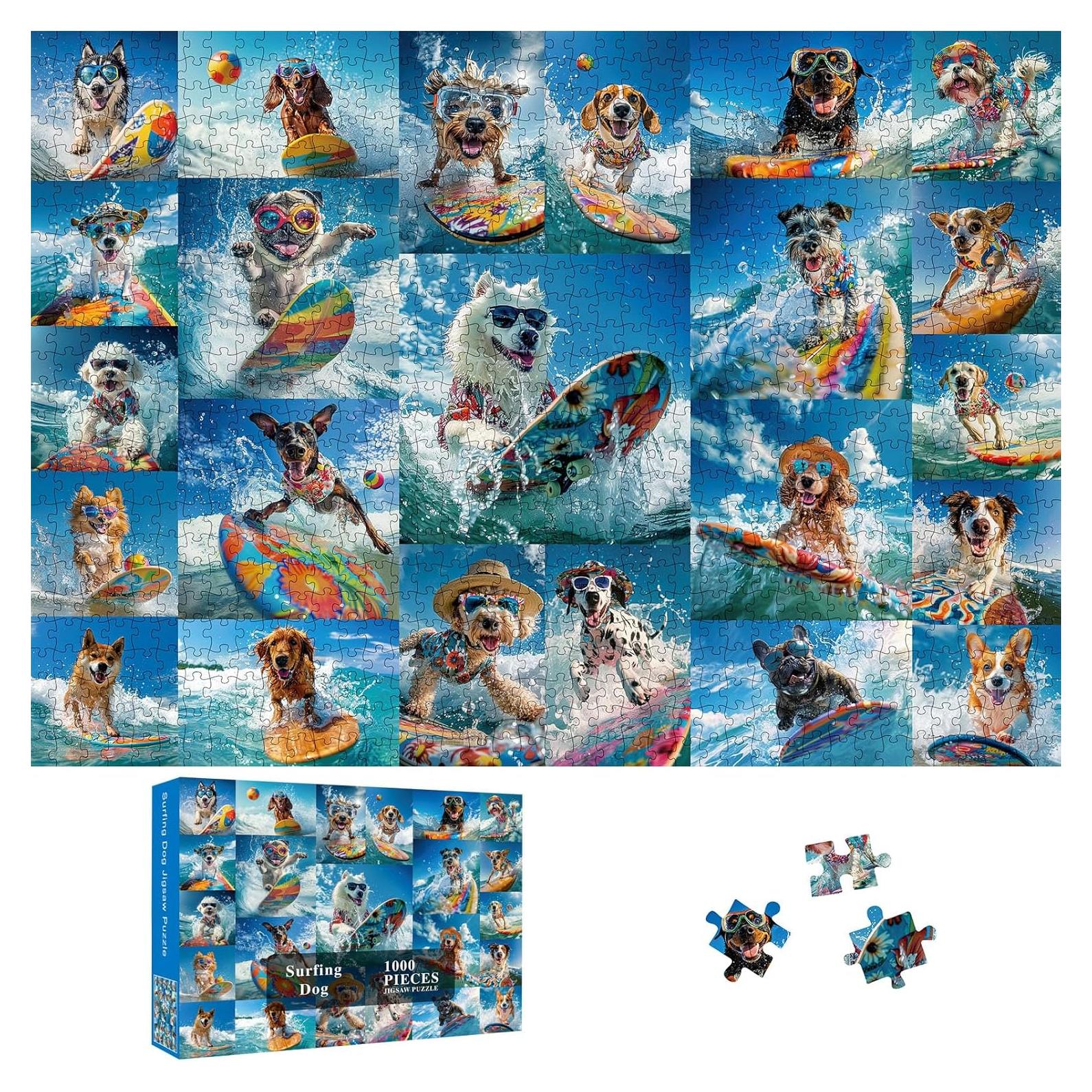 Rompecabezas de Perro Surfista 1000 Piezas Veningru