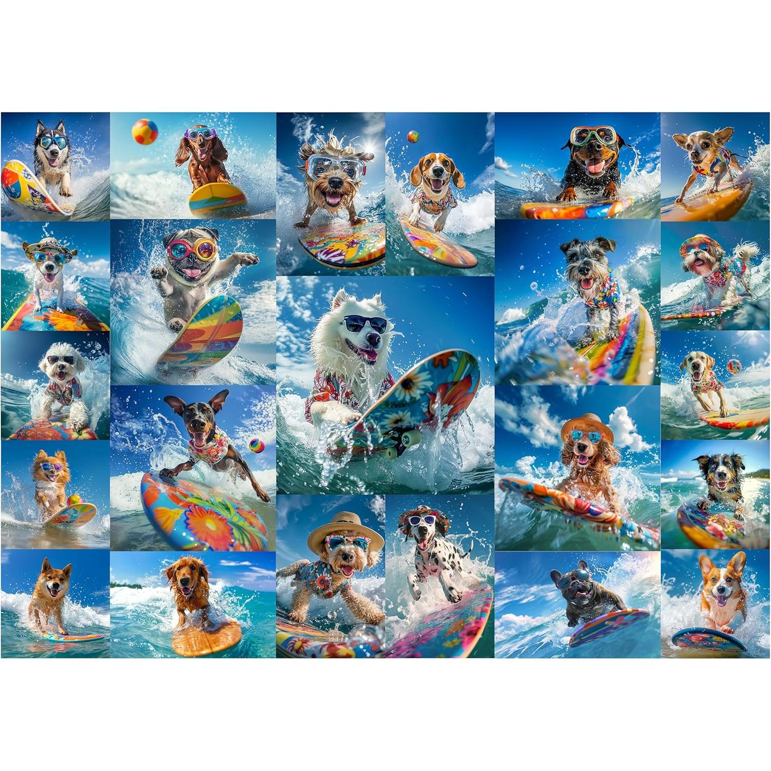 Rompecabezas de Perro Surfista 1000 Piezas Veningru