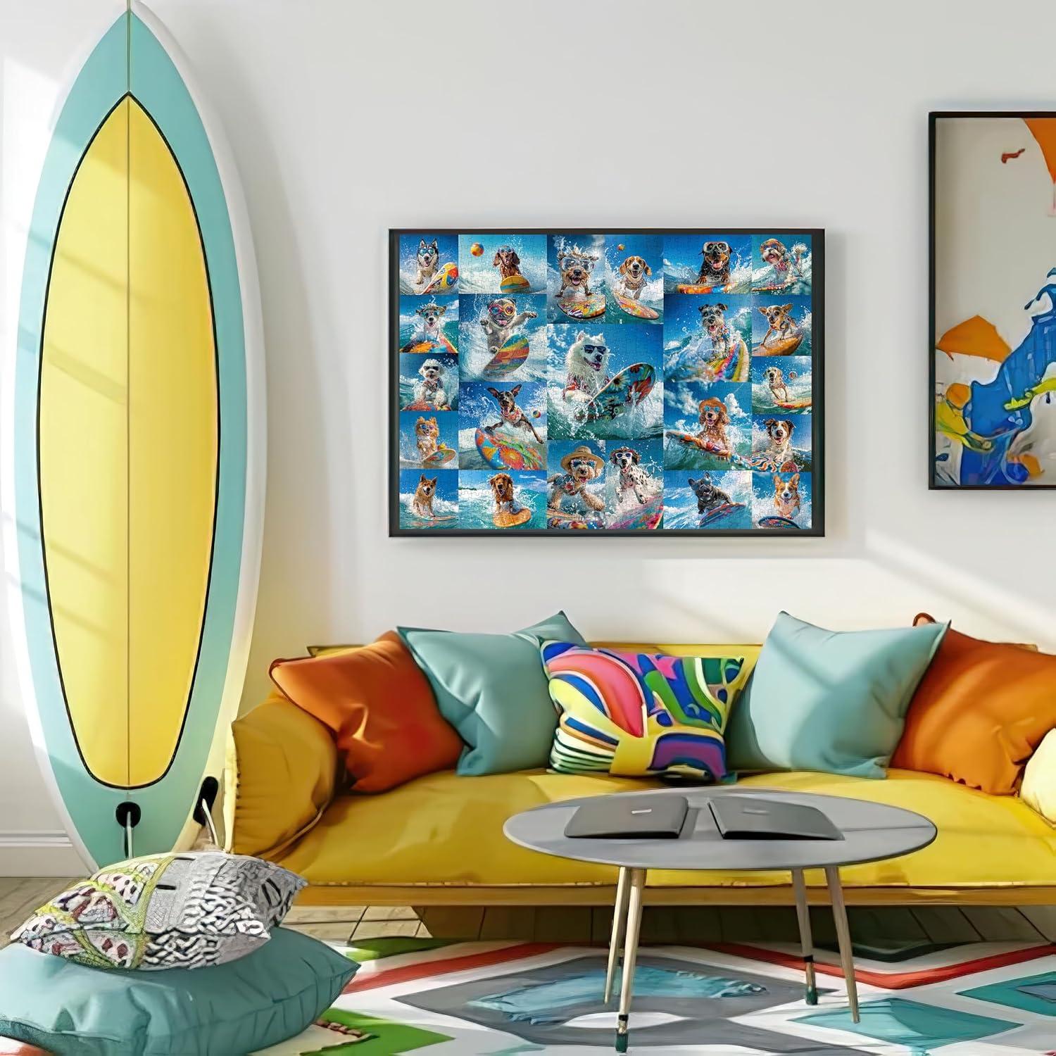 Rompecabezas de Perro Surfista 1000 Piezas Veningru