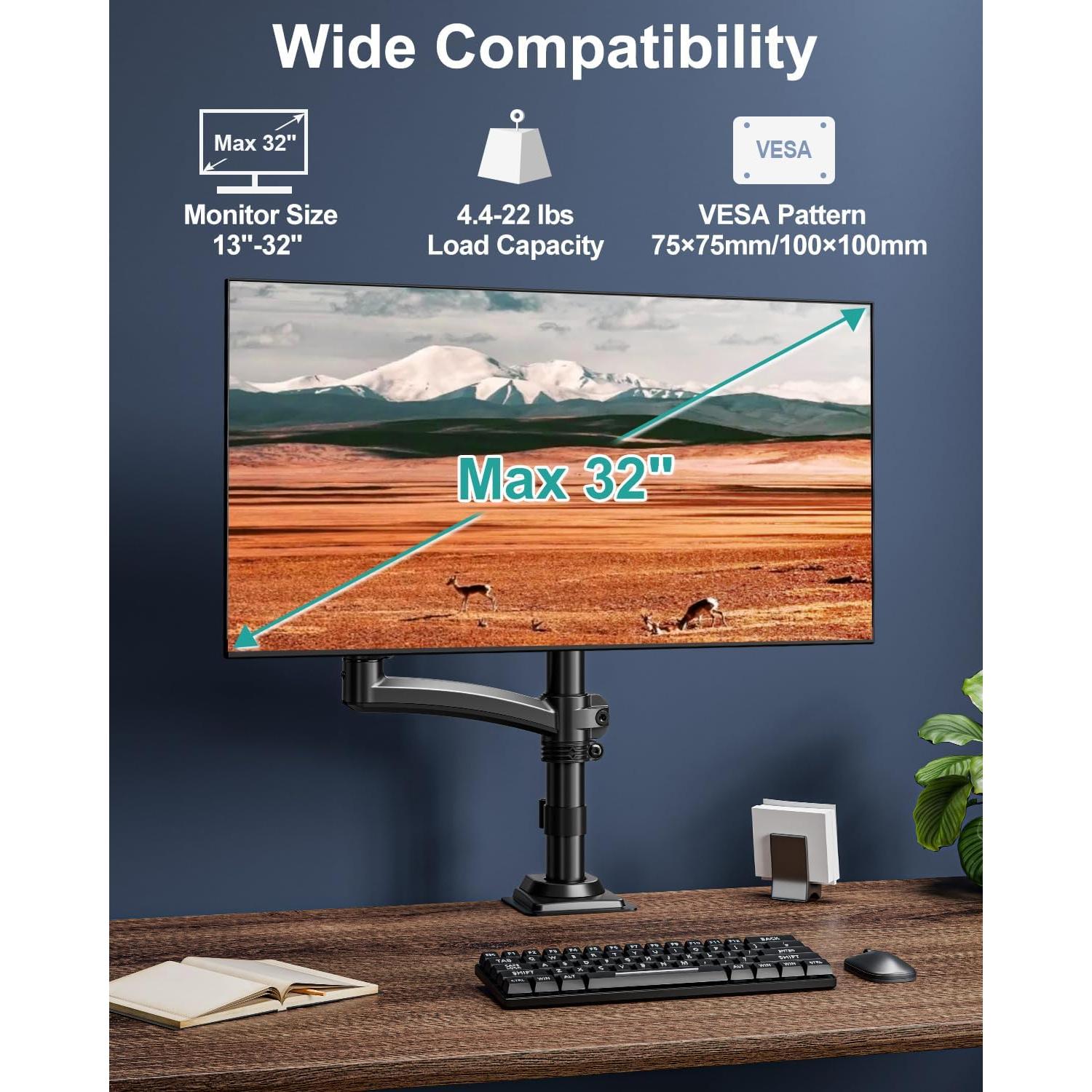 Soporte de Monitor VESA MOUNT PRO Ajustable 13-32" Negro