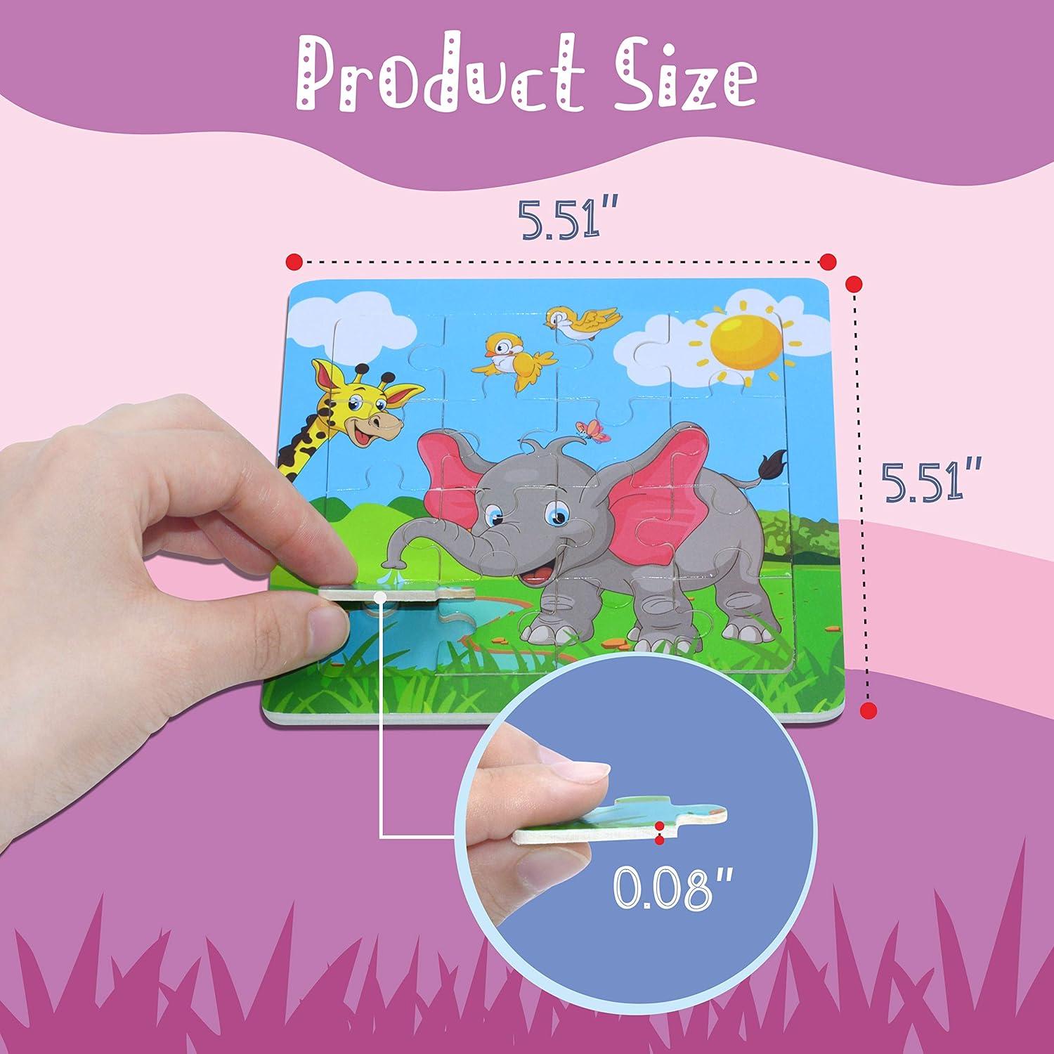 6 Rompecabezas de Animales de Madera SpriteGru 14 cm