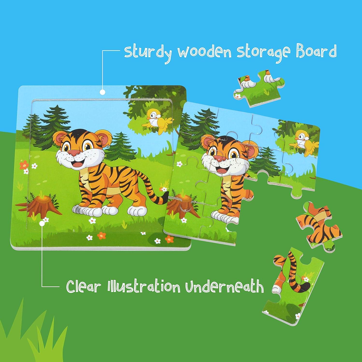 6 Rompecabezas de Animales de Madera SpriteGru 14 cm