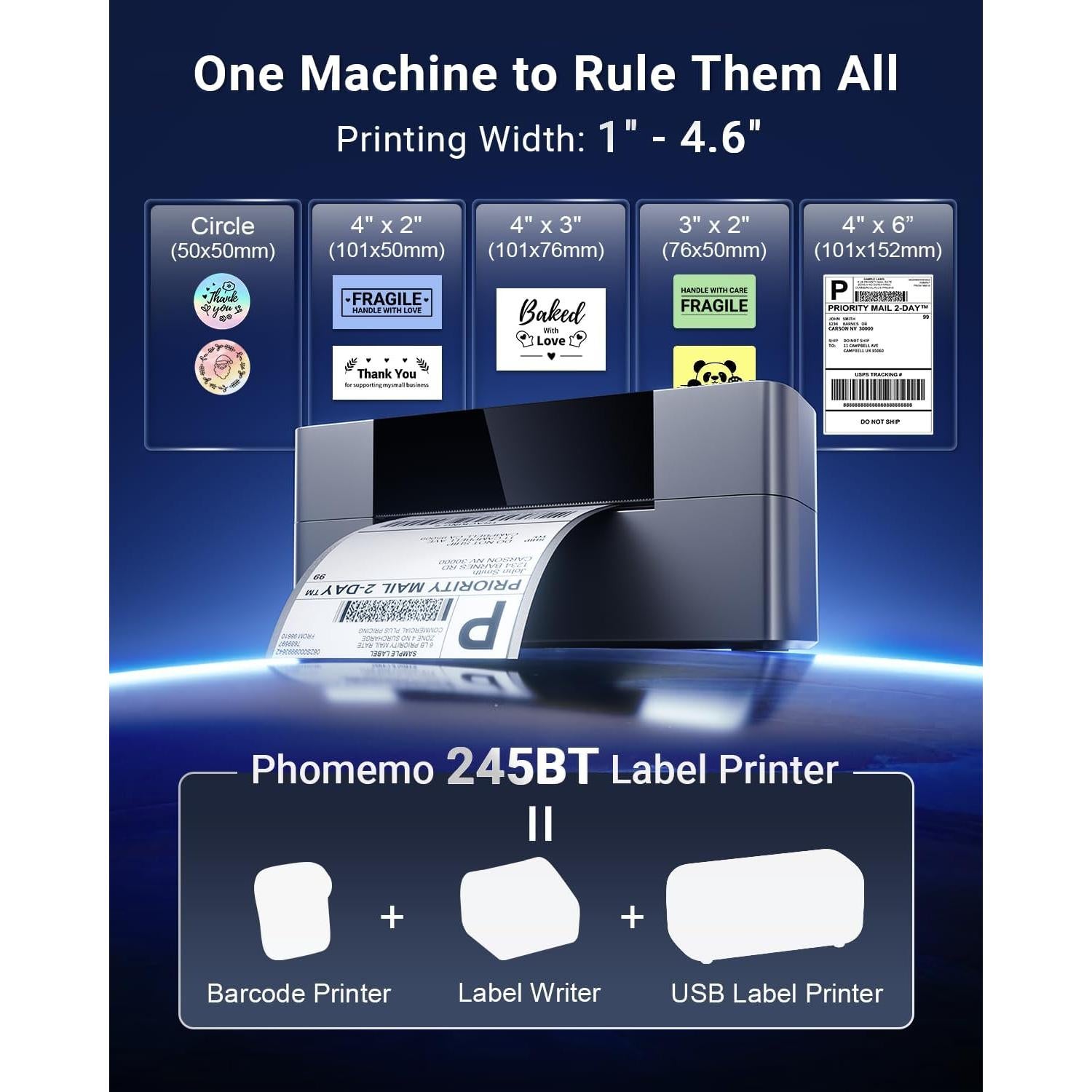 Impresora de Etiquetas Térmicas Bluetooth WCZ 4x6 Inalámbrica