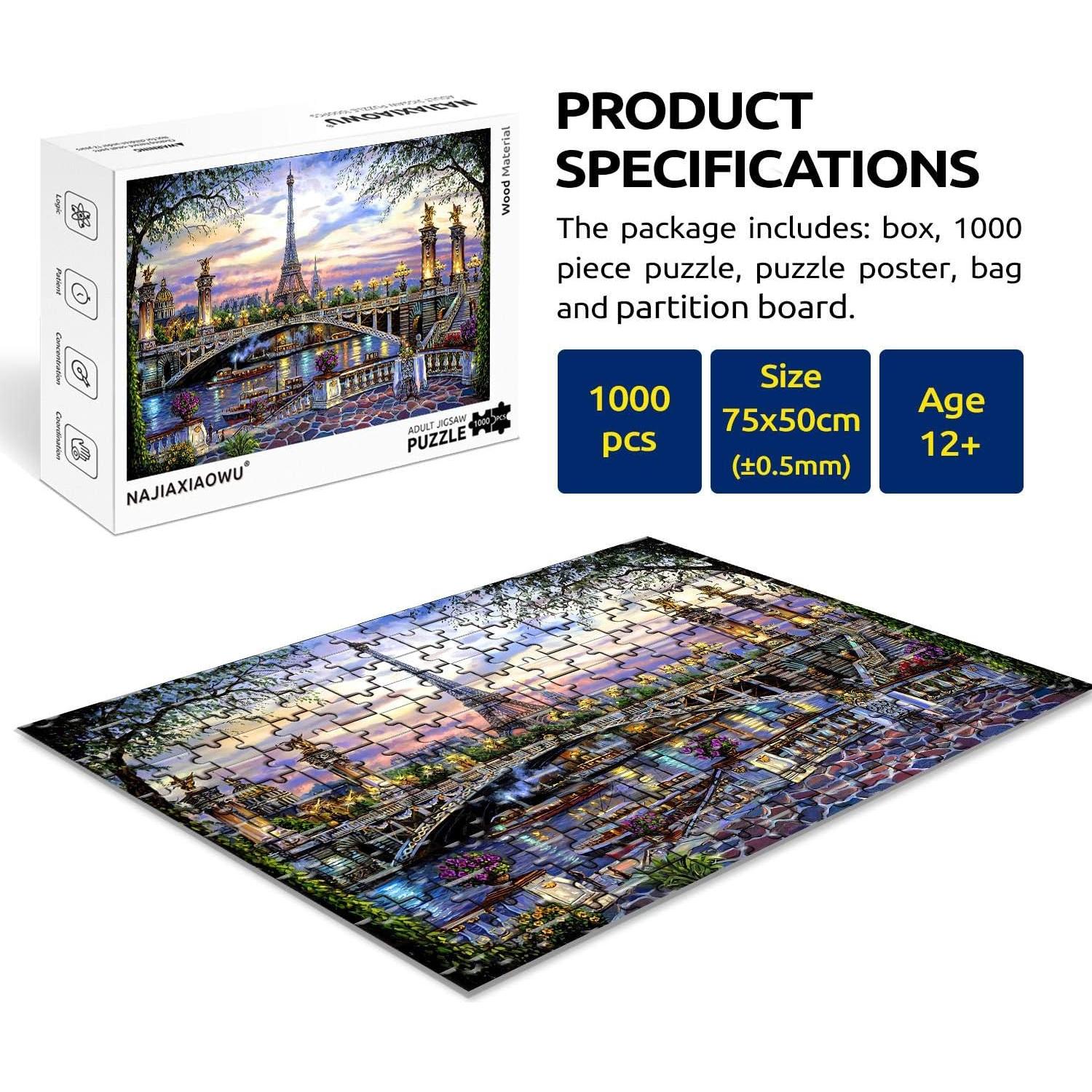 Rompecabezas de Madera 1000 Piezas Torre Eiffel 75x50cm