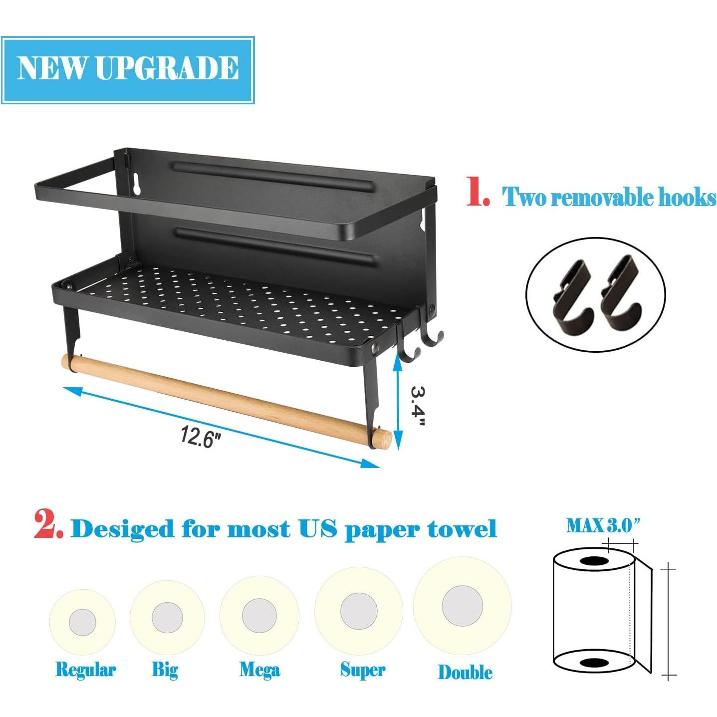 Soporte Magnético para Toallas de Papel Hoopoton - Negro