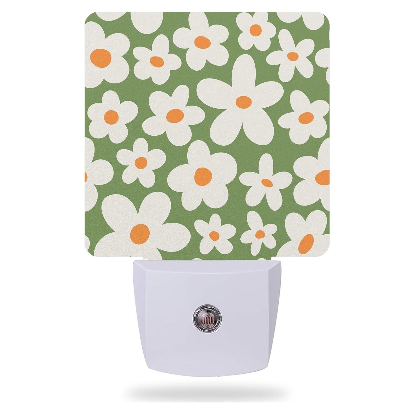 Luz Nocturna LED AOWULA Flores Psicodélicas Retro 11.5x7.5 cm