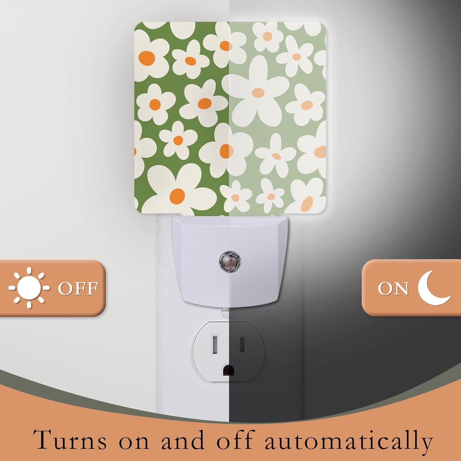 Luz Nocturna LED AOWULA Flores Psicodélicas Retro 11.5x7.5 cm