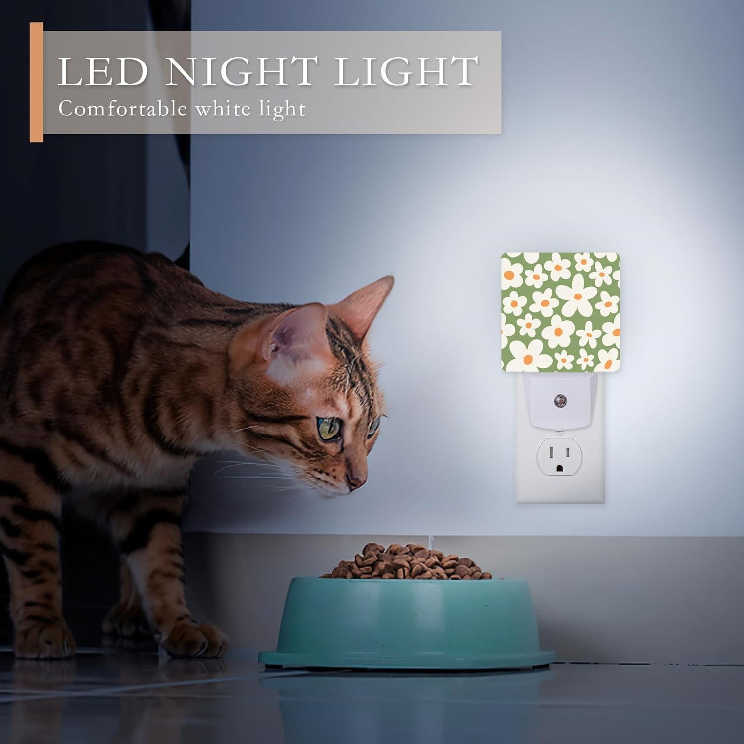 Luz Nocturna LED AOWULA Flores Psicodélicas Retro 11.5x7.5 cm