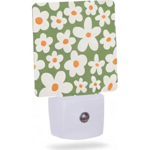 Luz Nocturna LED AOWULA Flores Psicodélicas Retro 11.5x7.5 cm