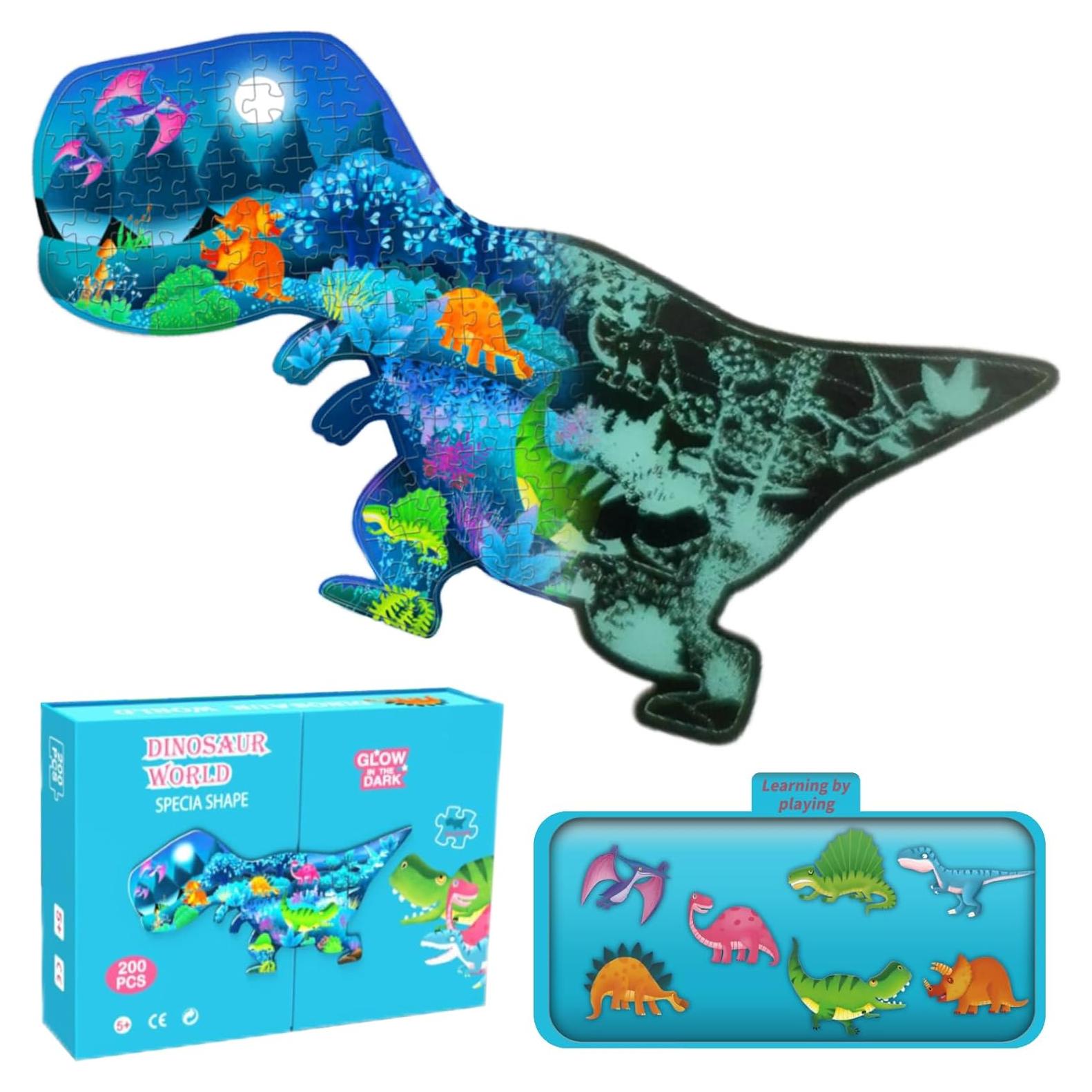 Rompecabezas de Dinosaurios OLMZIHYVD 200 Piezas Brillantes