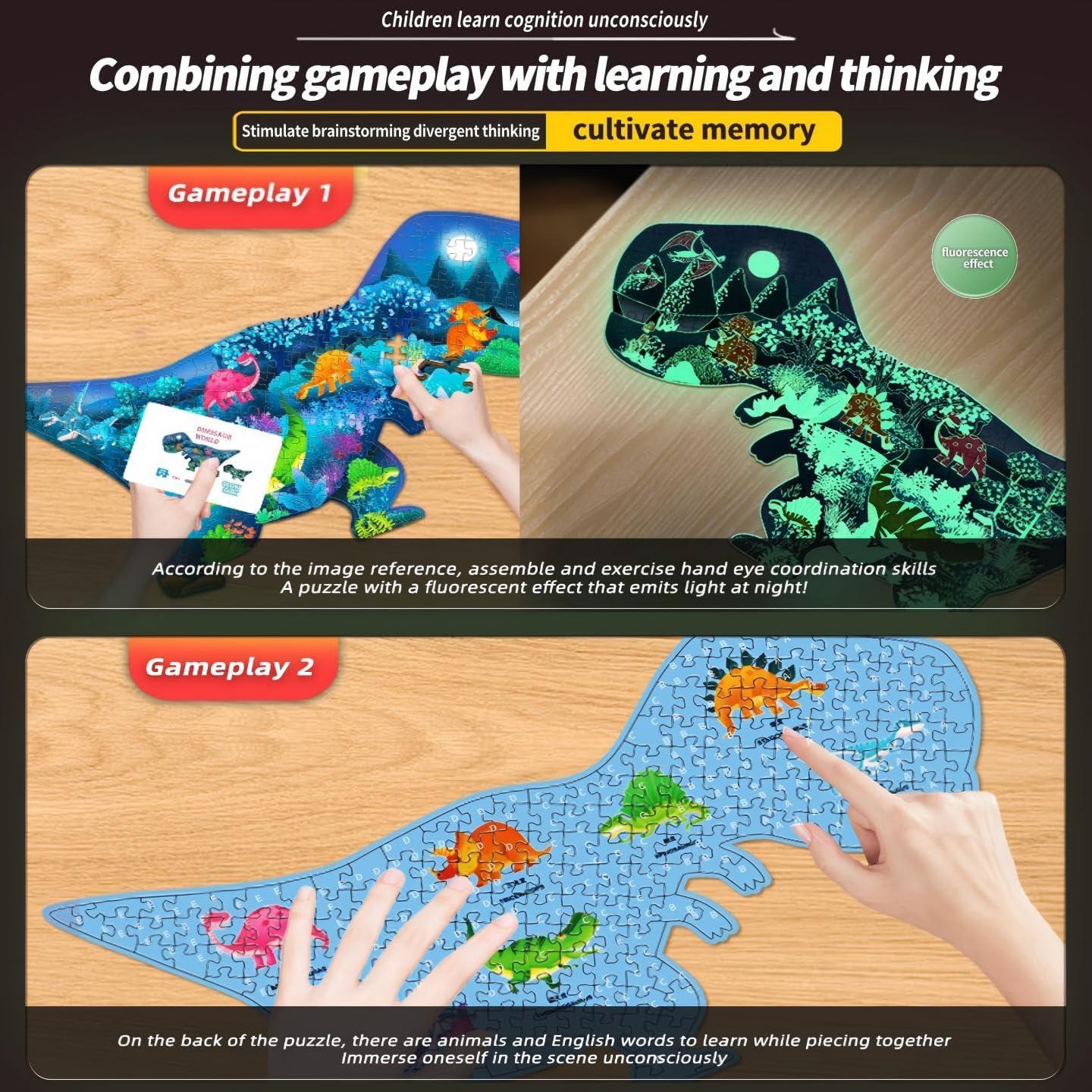 Rompecabezas de Dinosaurios OLMZIHYVD 200 Piezas Brillantes