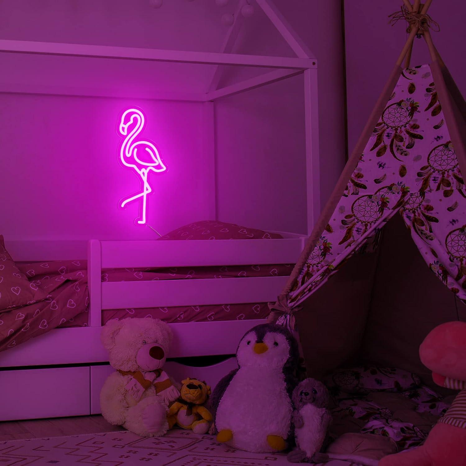 Letrero LED Neón Flamenco ROCEEI 40x18.5cm USB Decorativo