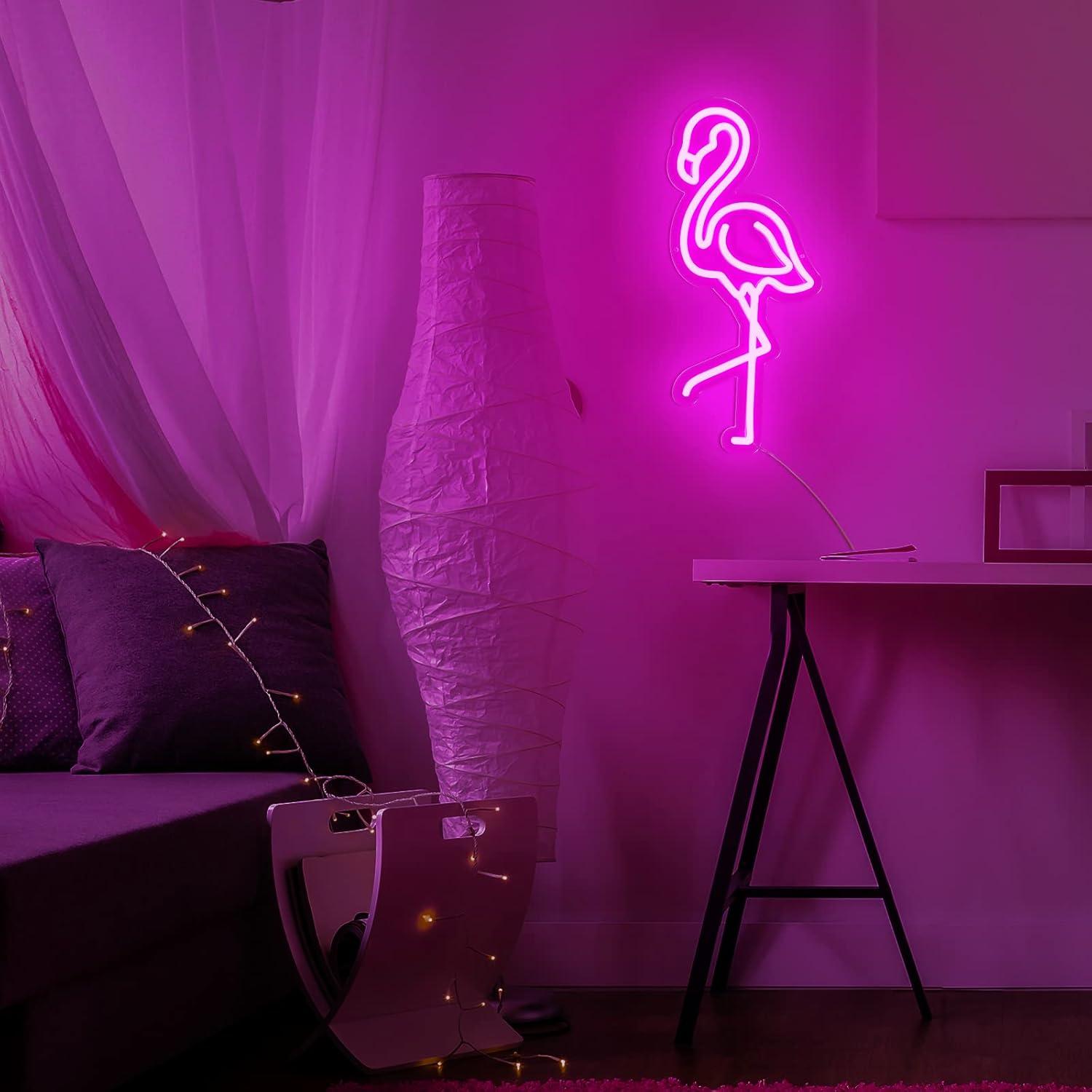 Letrero LED Neón Flamenco ROCEEI 40x18.5cm USB Decorativo