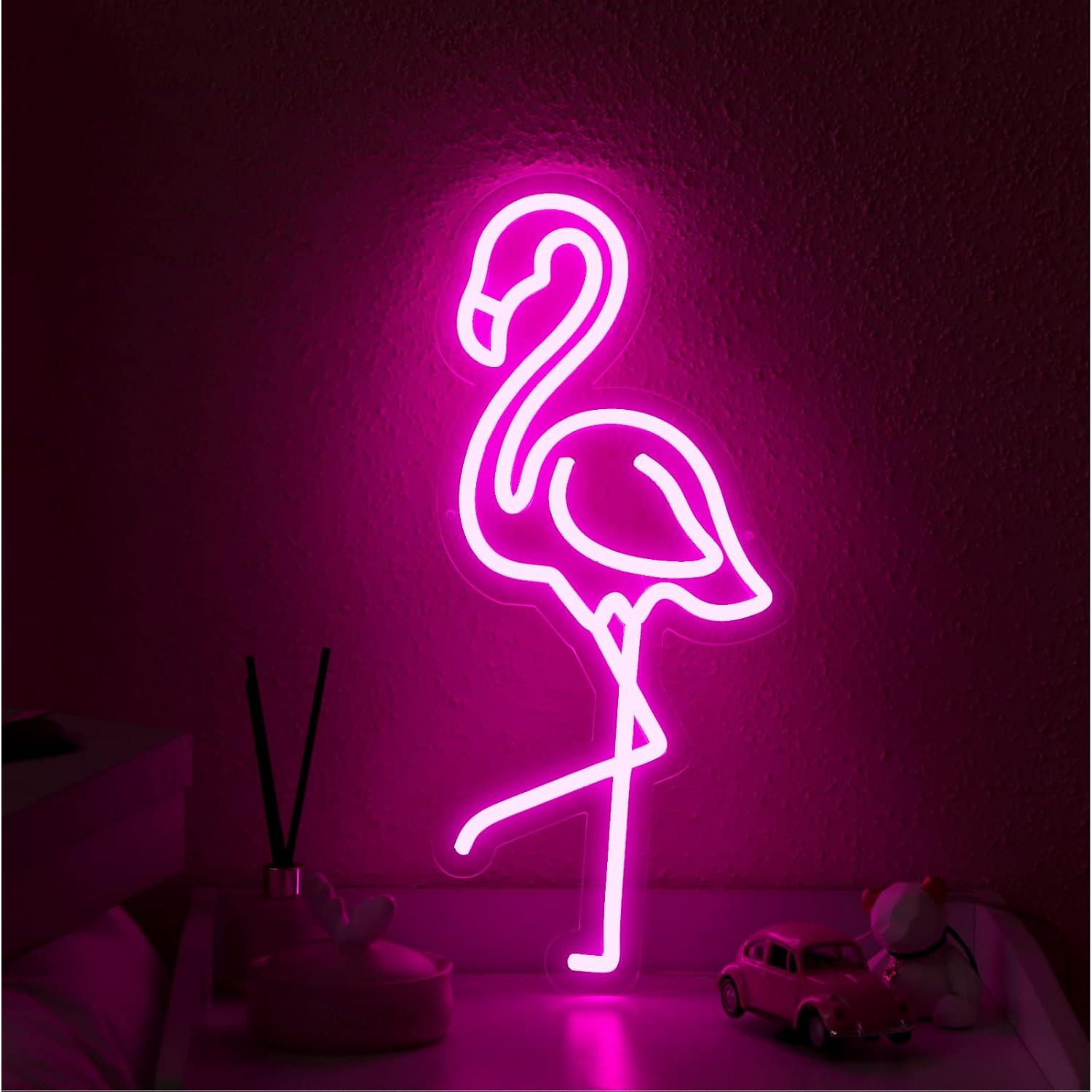 Letrero LED Neón Flamenco ROCEEI 40x18.5cm USB Decorativo