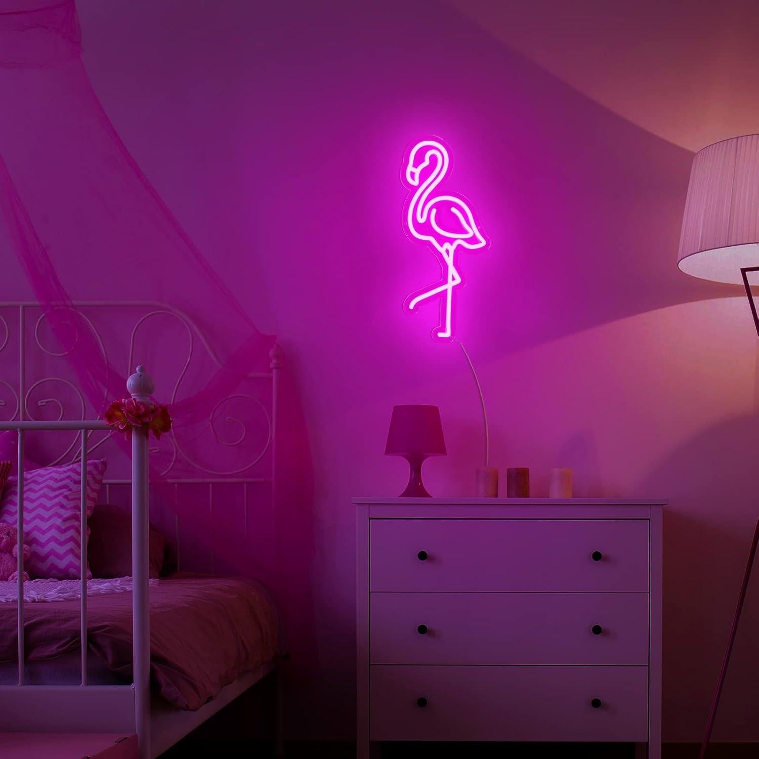 Letrero LED Neón Flamenco ROCEEI 40x18.5cm USB Decorativo