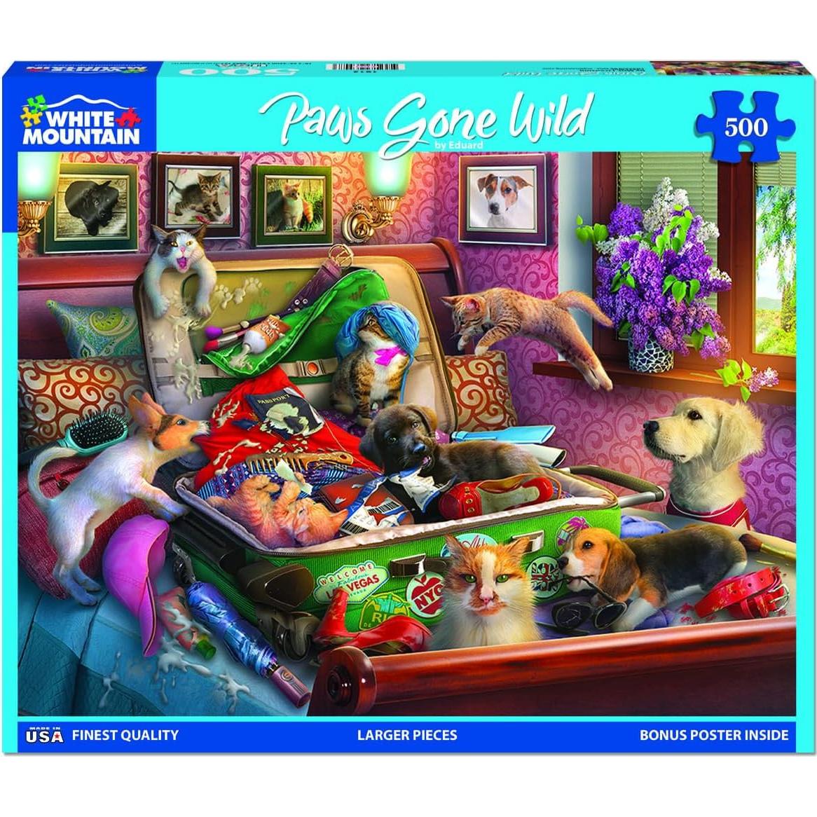 Rompecabezas White Mountain 500 Piezas Paws Gone Wild