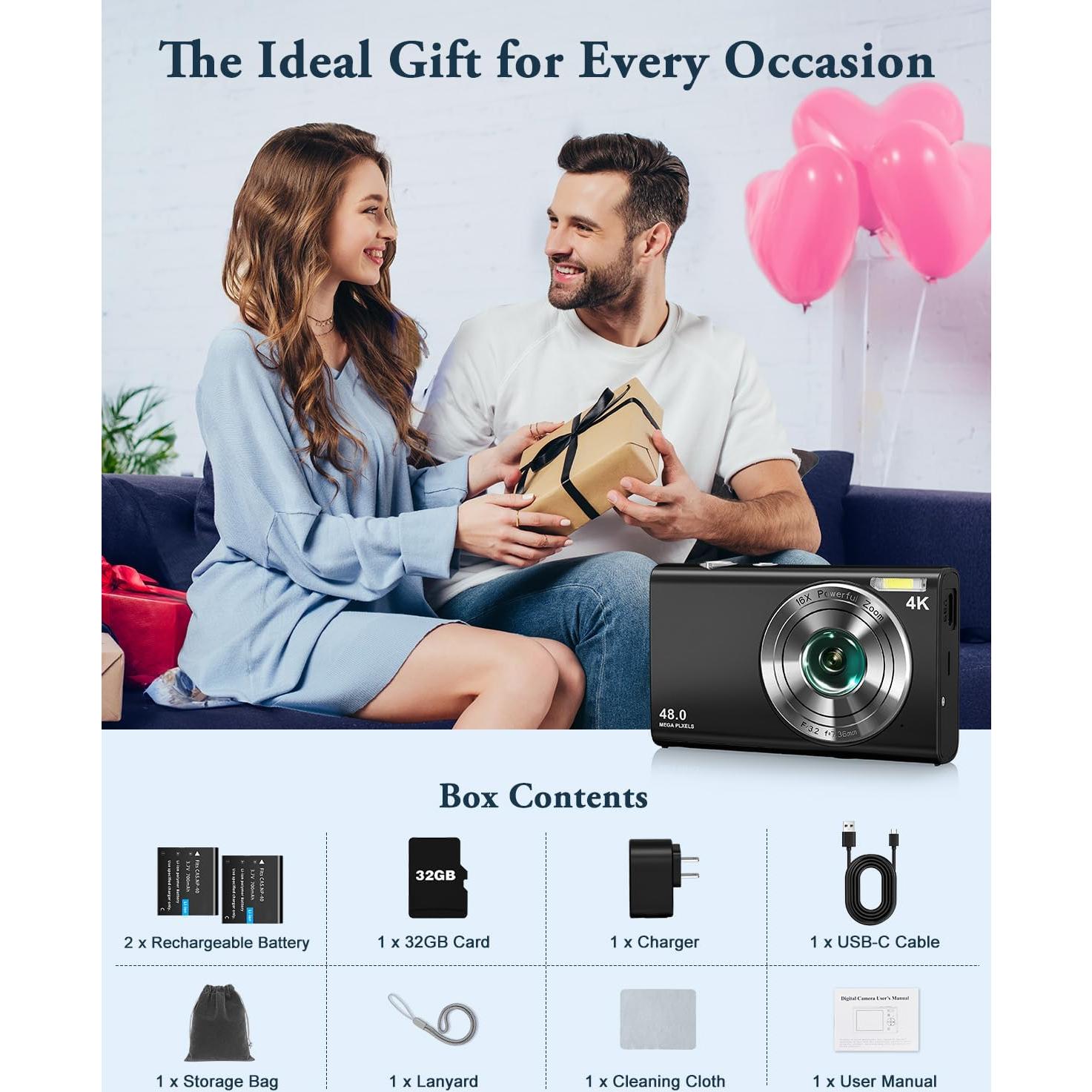 Cámara Digital 4K IGXHAVIZ DC402 48MP Compacta con Zoom 16X