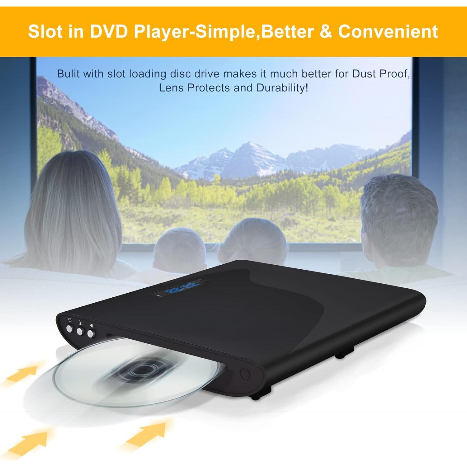 Reproductor de DVD Famishow Slot-in 1080P HD HDMI USB Negro