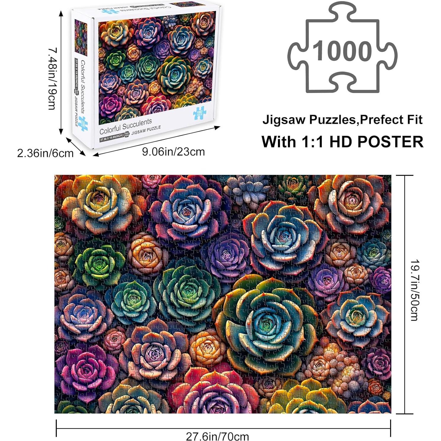 Puzzle Crowm 1000 Piezas Suculentas Coloridas 70x50 cm