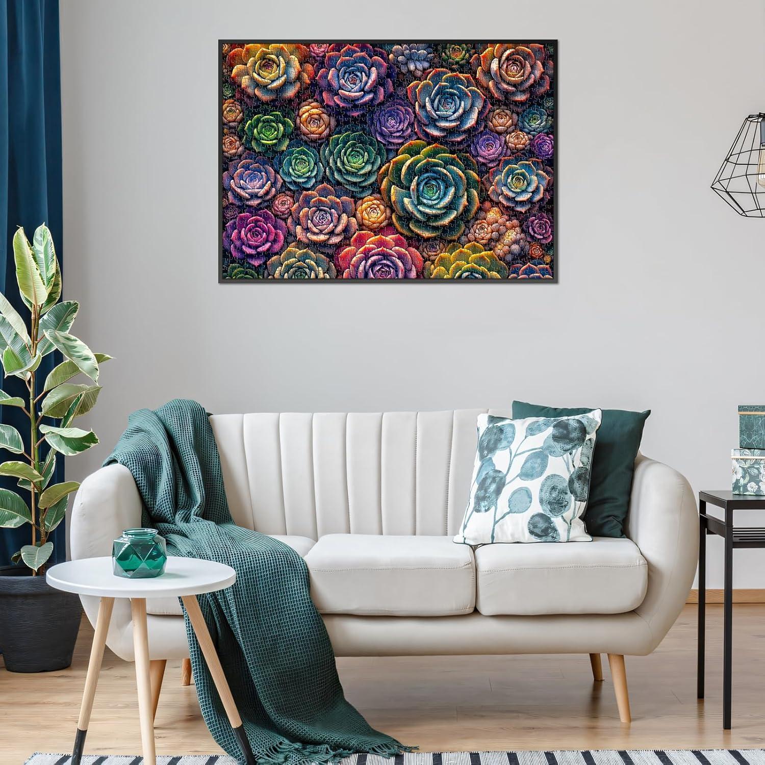 Puzzle Crowm 1000 Piezas Suculentas Coloridas 70x50 cm