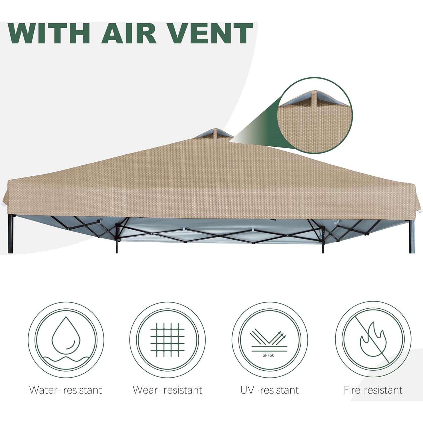 Cubierta de Reemplazo Toldo 10x10 JANCANOPY Beige Ripstop